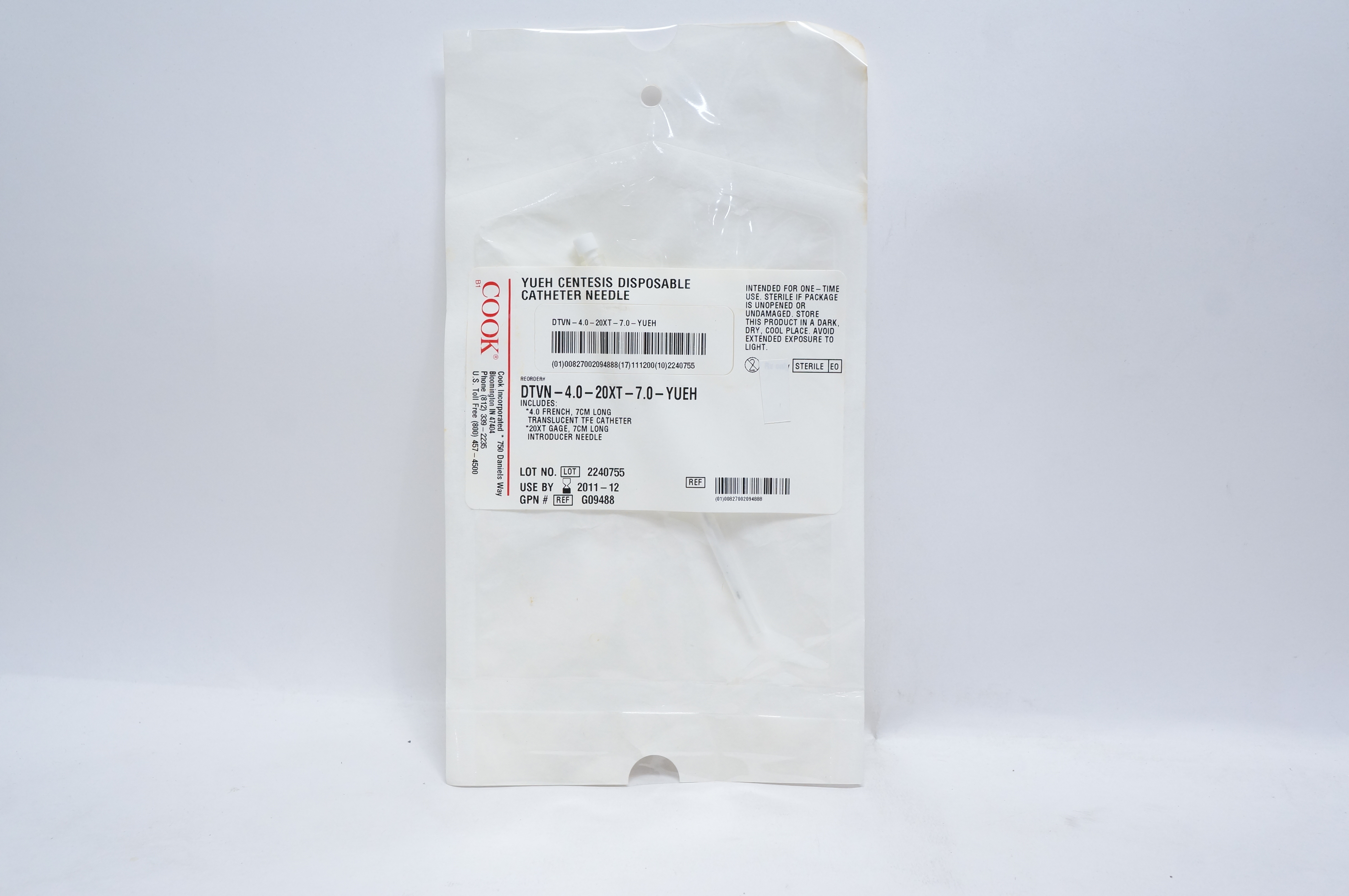 Cook Medical G09488 Yueh Centesis Disposable Cath. Ndle 4.0F (x)