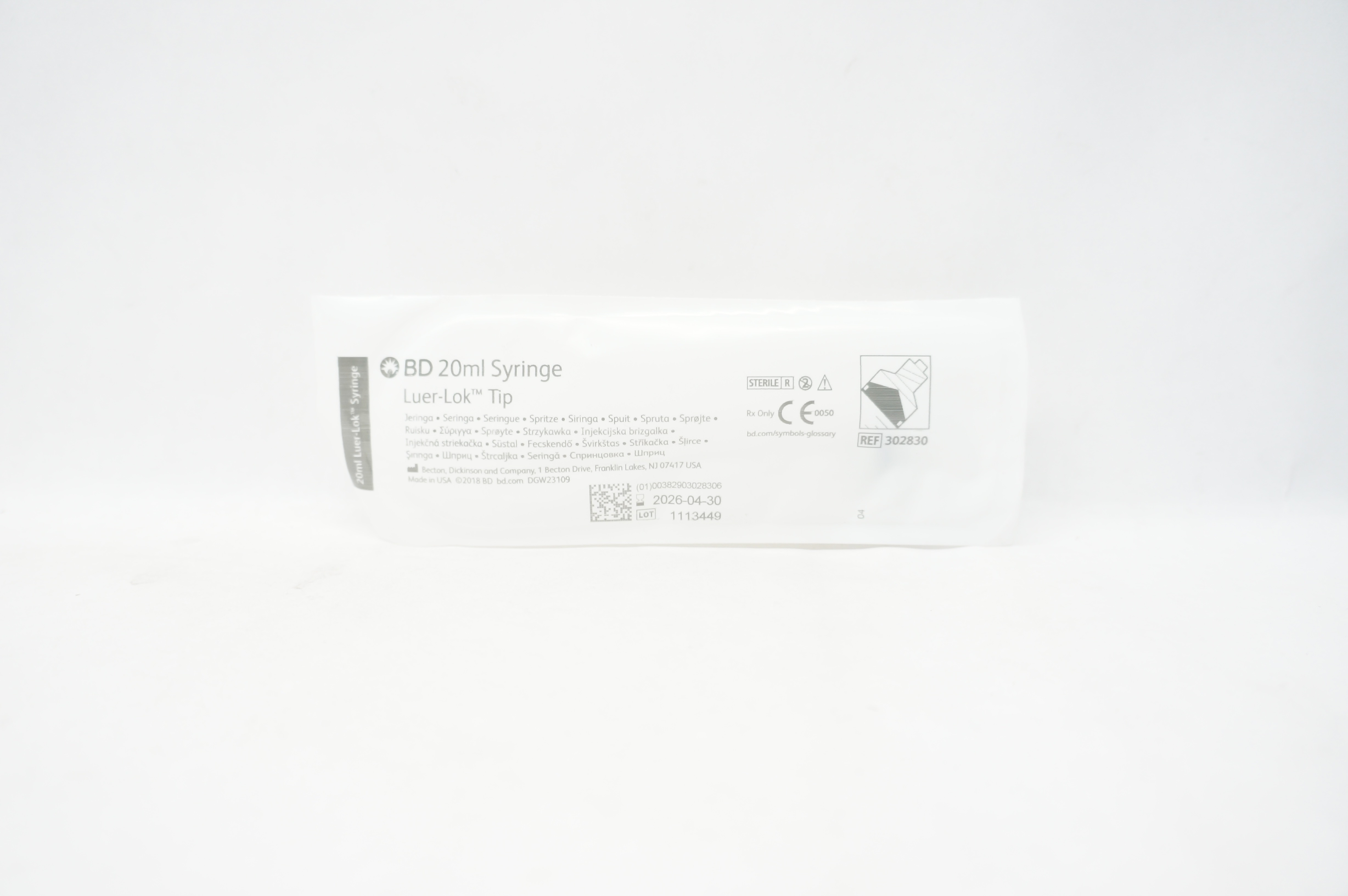 BD 302830 Syringe Luer-Lok Tip 20 ml