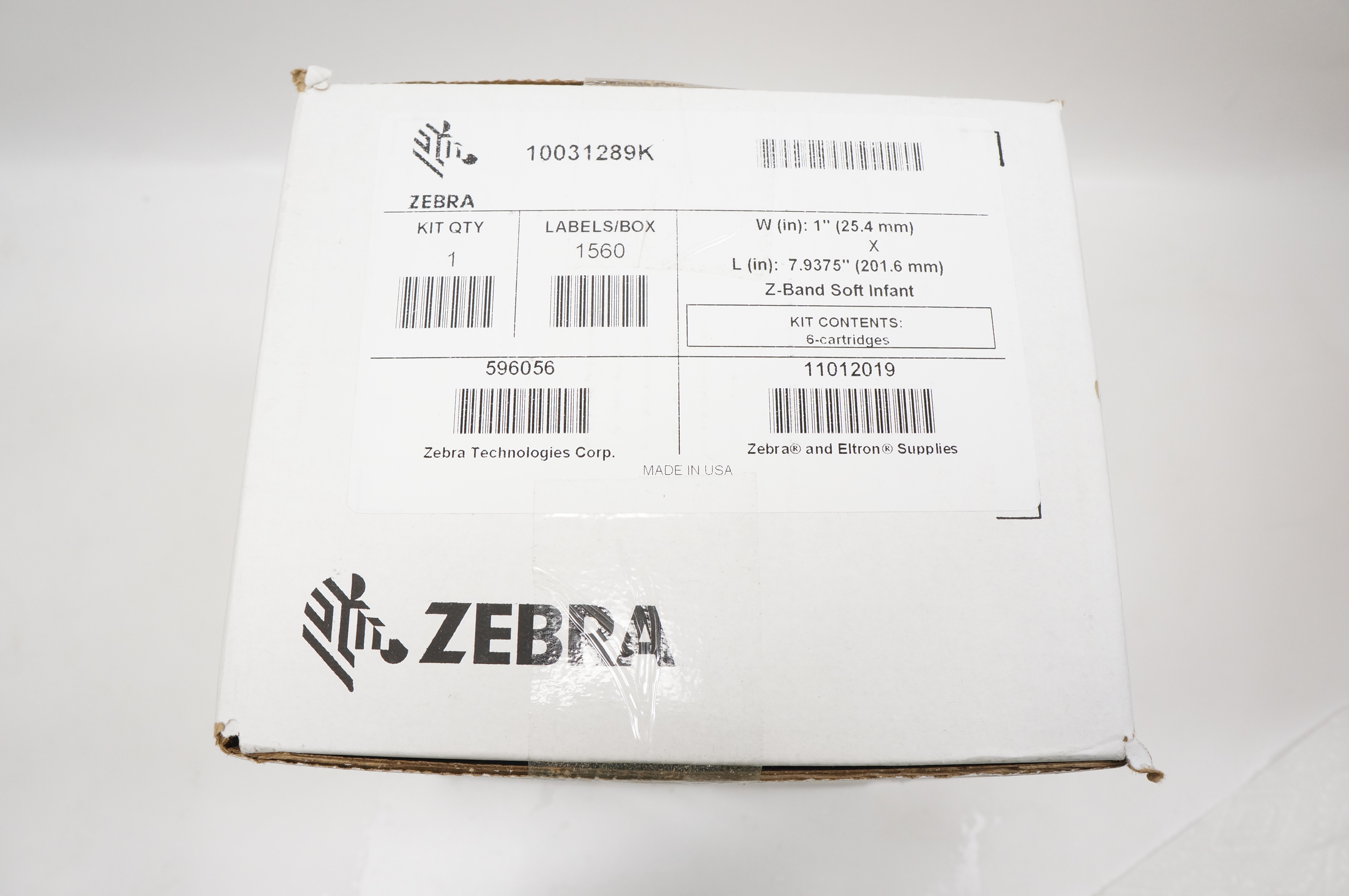 Zebra 10031289K Z-Band Soft Infant 1inch x 7.9375inch - Box of 6