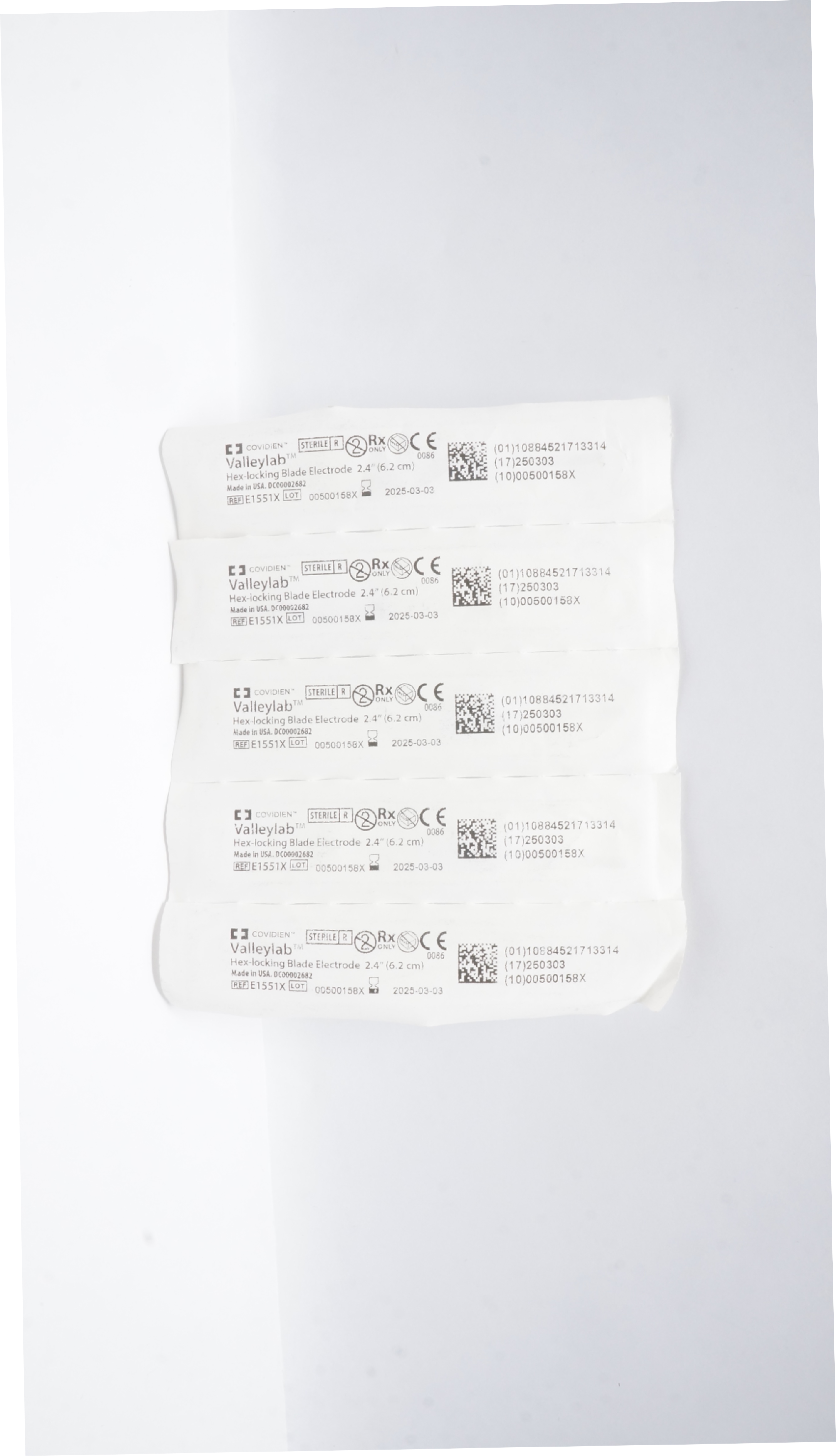 Covidien E1551X Valleylab Hex-Locking Blade Electrode 2.4inch - Lot of 5 (x)