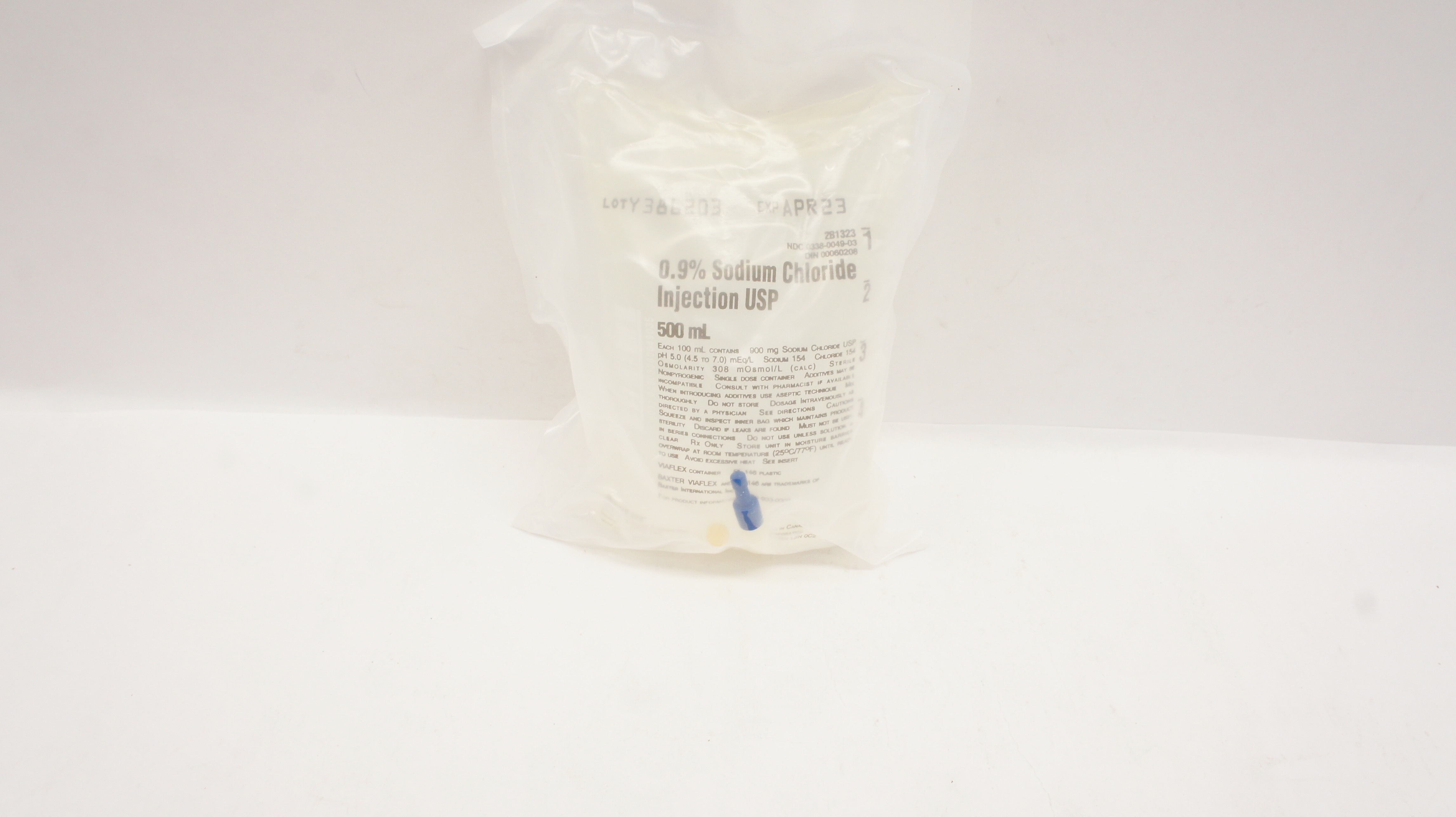 Baxter 281323 0.9% Sodium Chloride Injection USP 500 mL