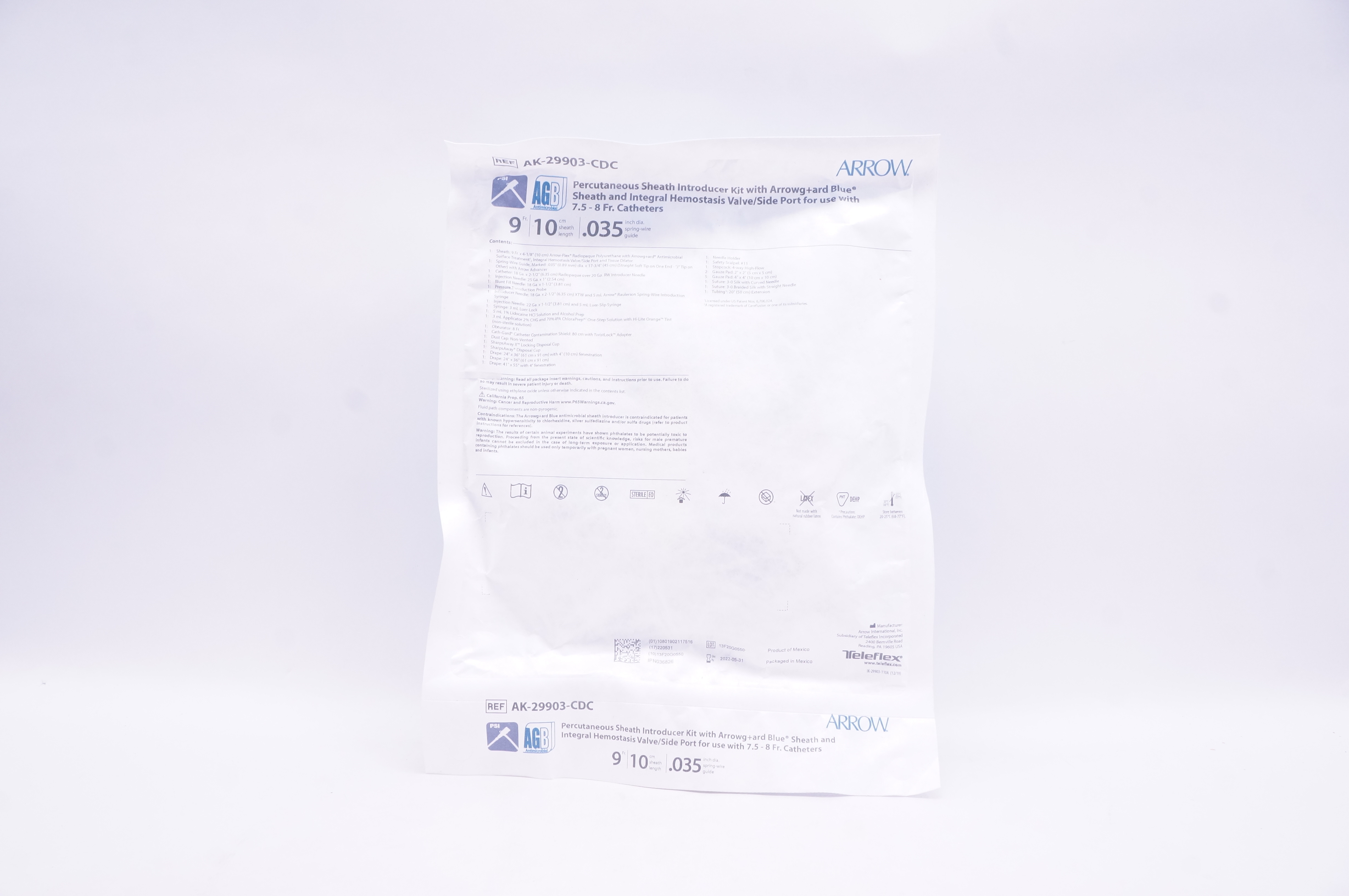 Arrow AK-29903-CDC AGB Percutaneous Sheath Introducer Kit 9Fr x 10cm x .035in(x)