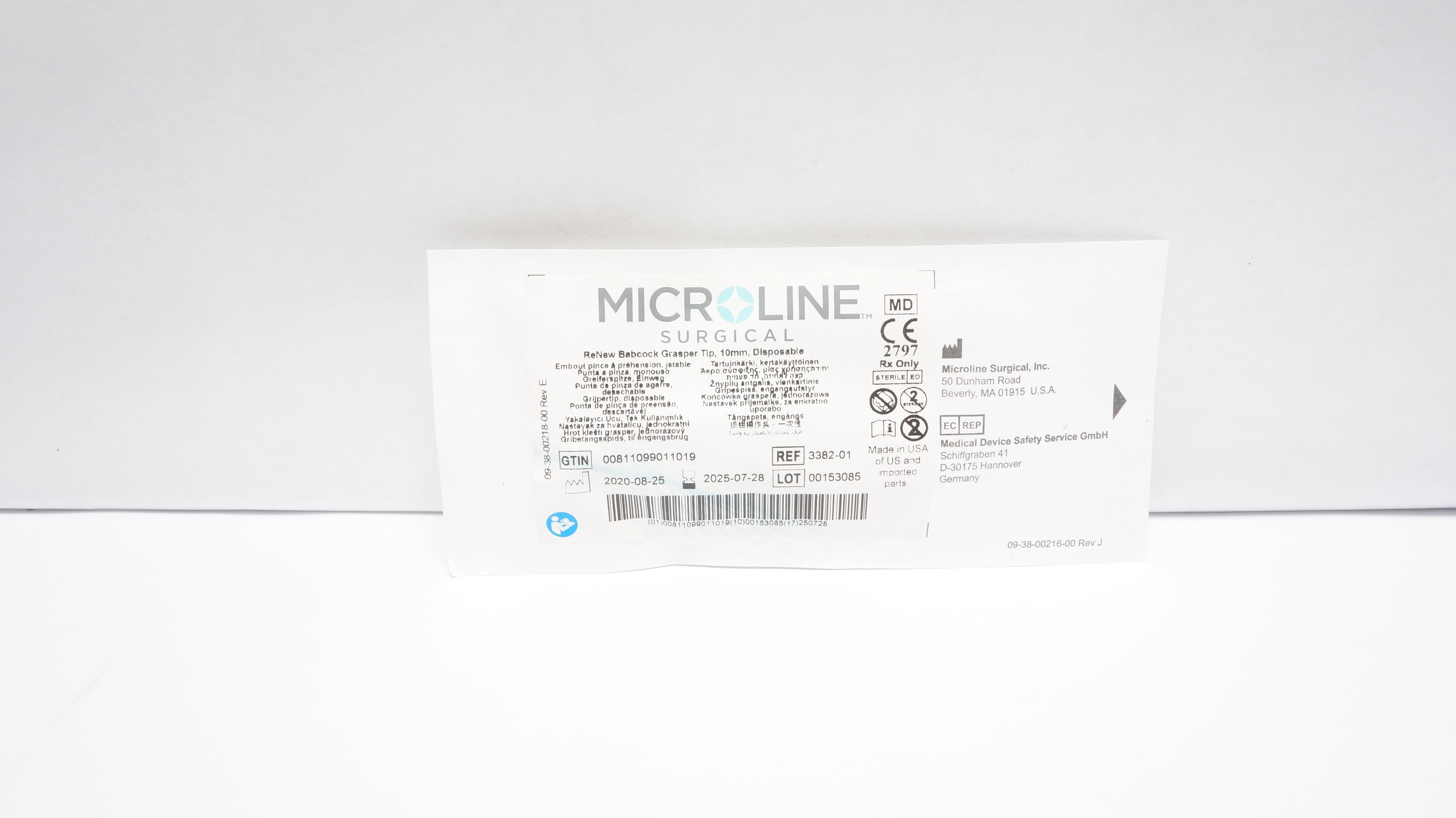 Microline Surgical 3382-01 ReNew Babcock Grasper Tip, 10mm Disposable (x)
