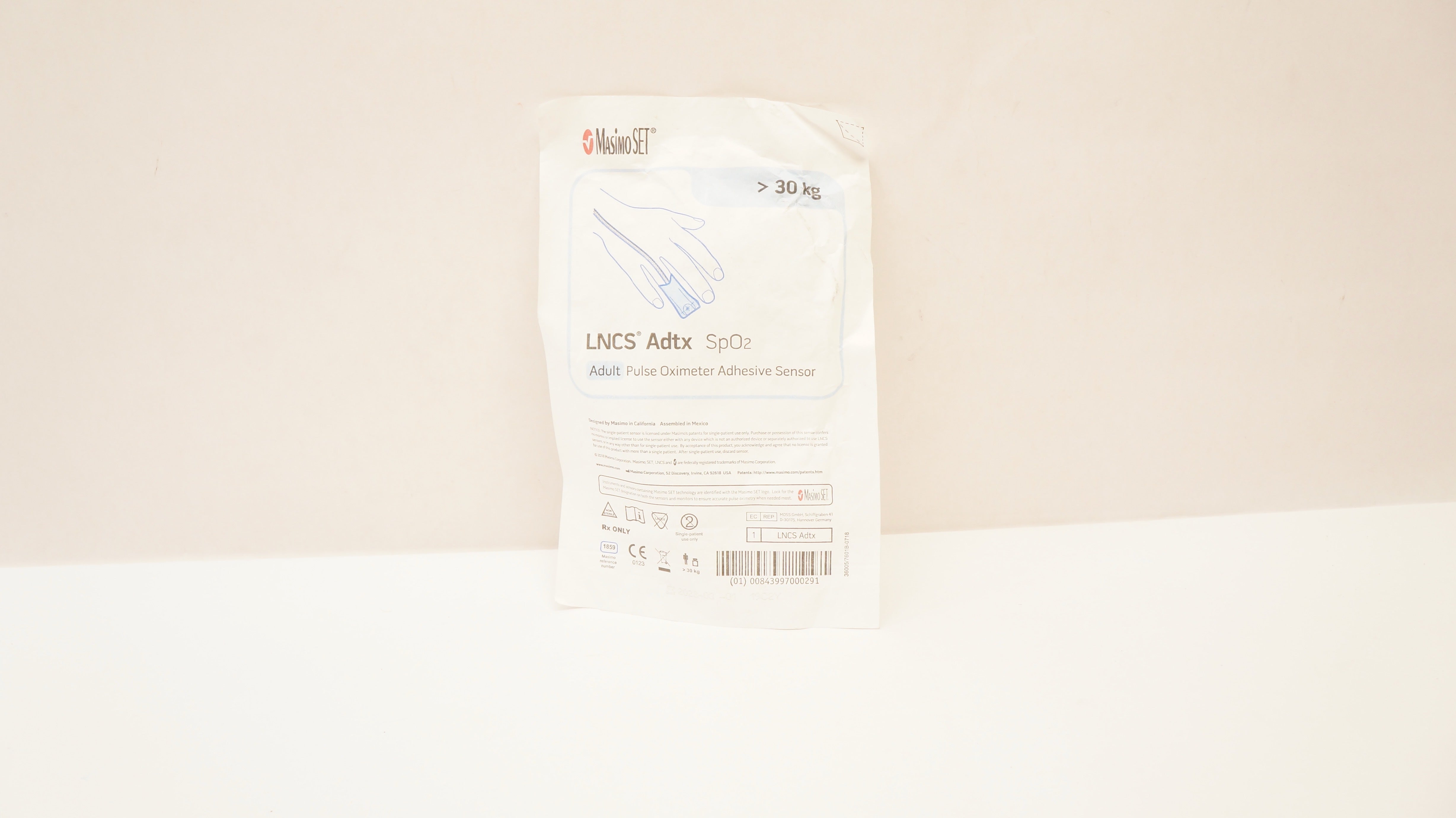 Masimo 1859 LNCS Adtx SpO2 Adult Pulse Oximeter Adhesive Sensor >30 kg (x)