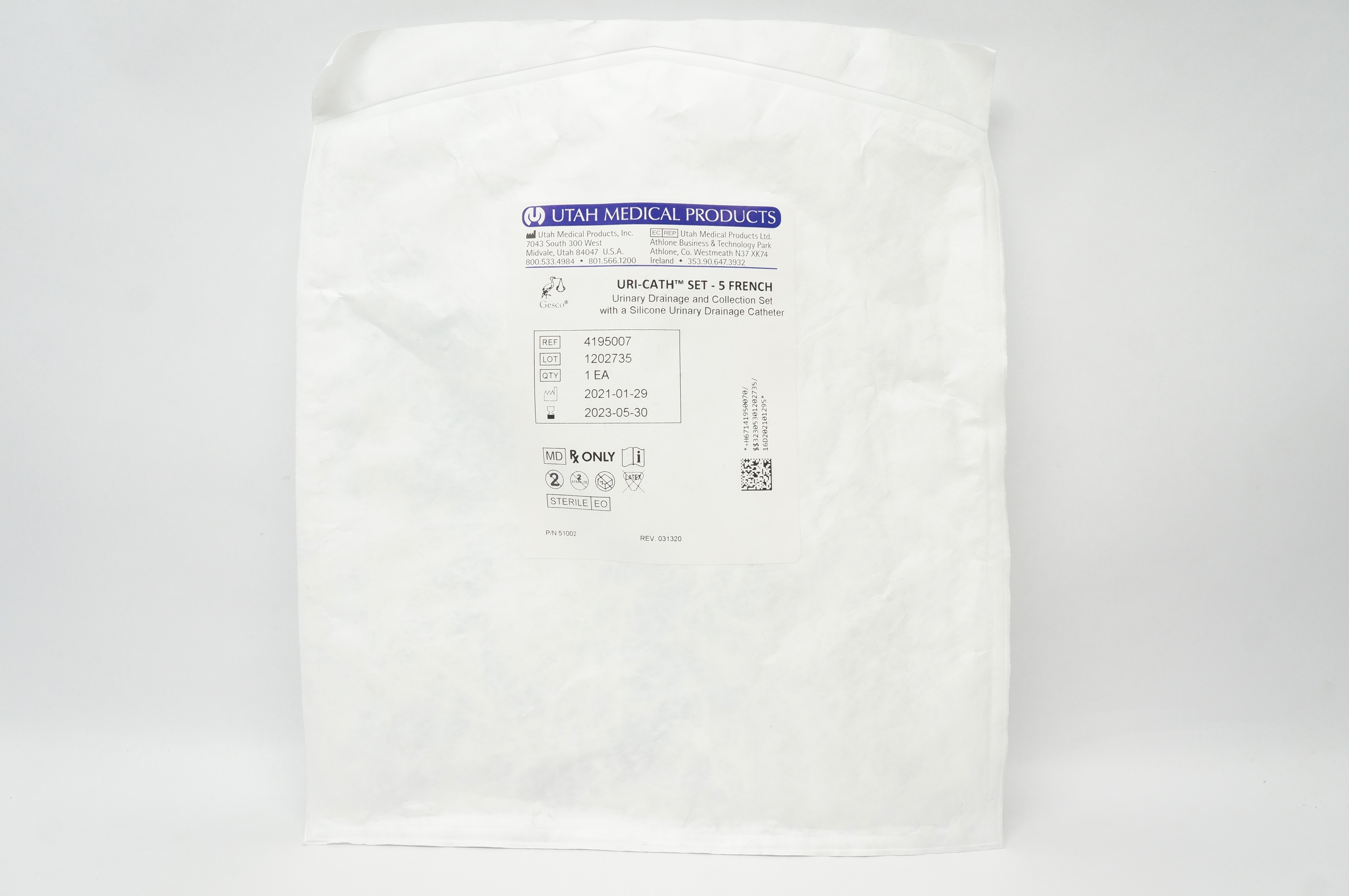 Utah Medical 4195007 Uri-Cath Set 5Fr. Urinary Drainage and Collection Set (x)