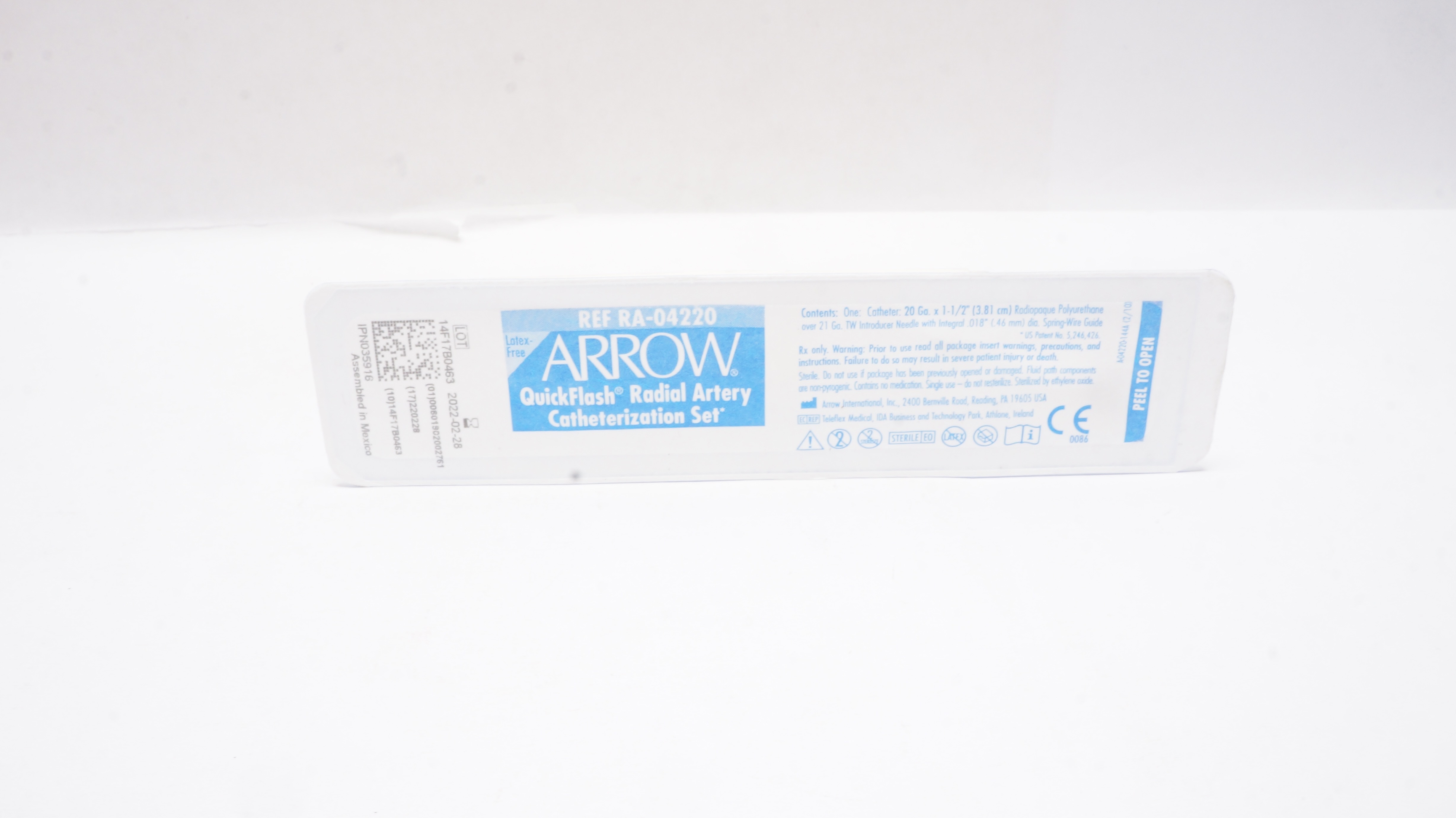 Arrow RA-04220 QuickFlash Radial Artery Cath. Set (x)