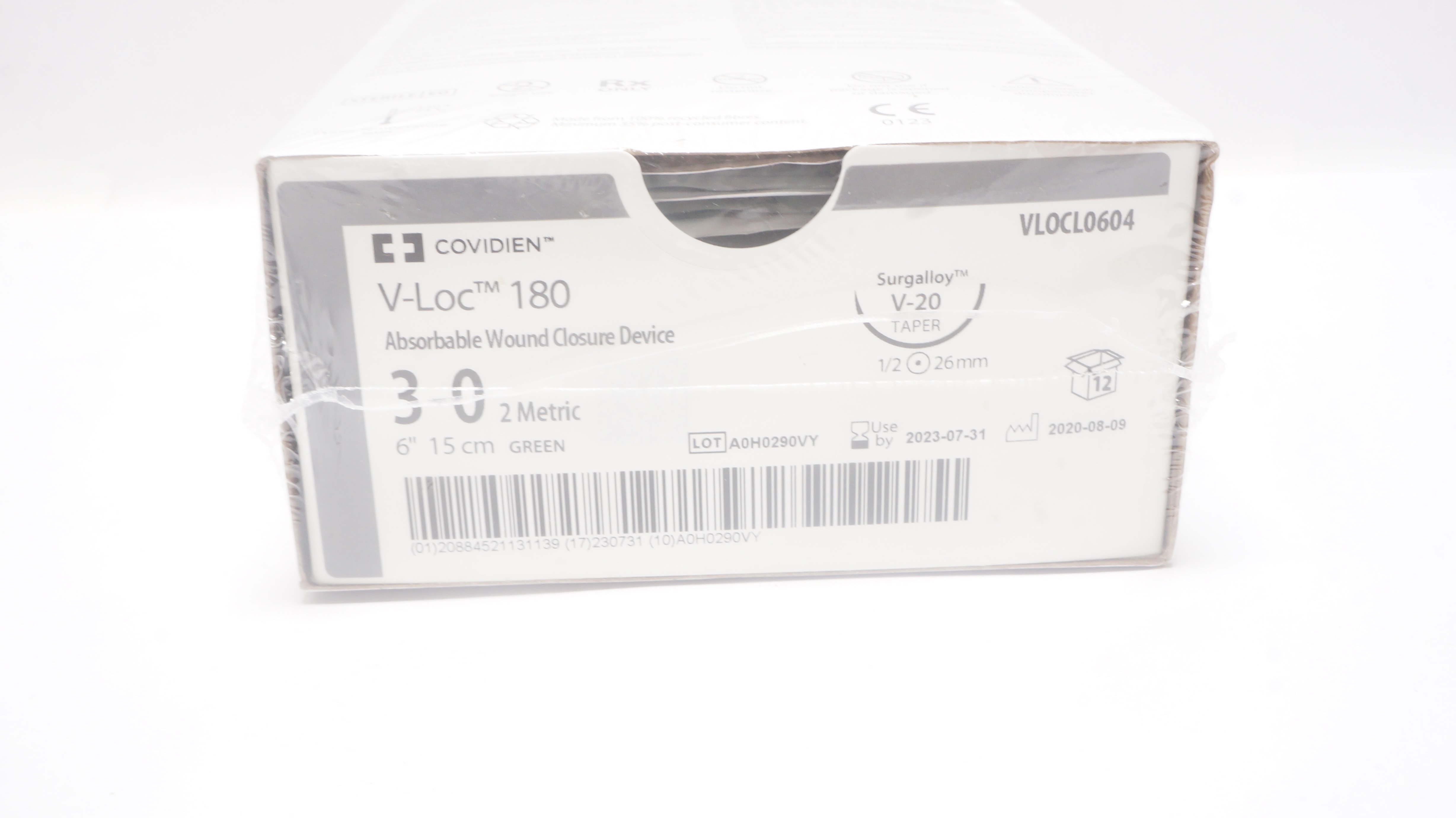 Covidien VLOCL0604 3-0 Wound Closure V-20 26mm 1/2c Taper, 6inch (x) - Box of 12