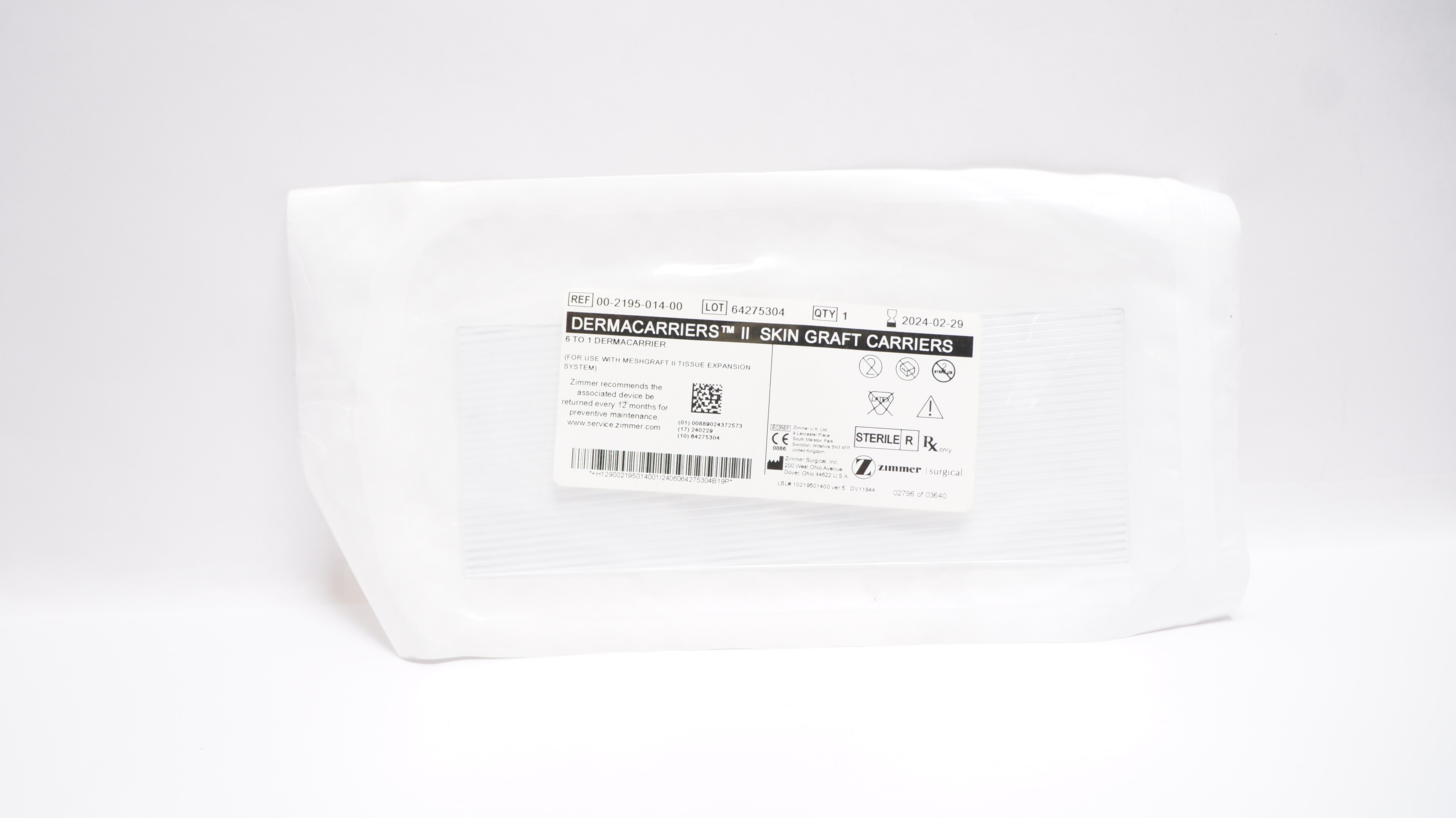 Zimmer 00-2195-014-00 Dermacarriers II Skin Graft Carriers 6 to 1 Dermacarrier