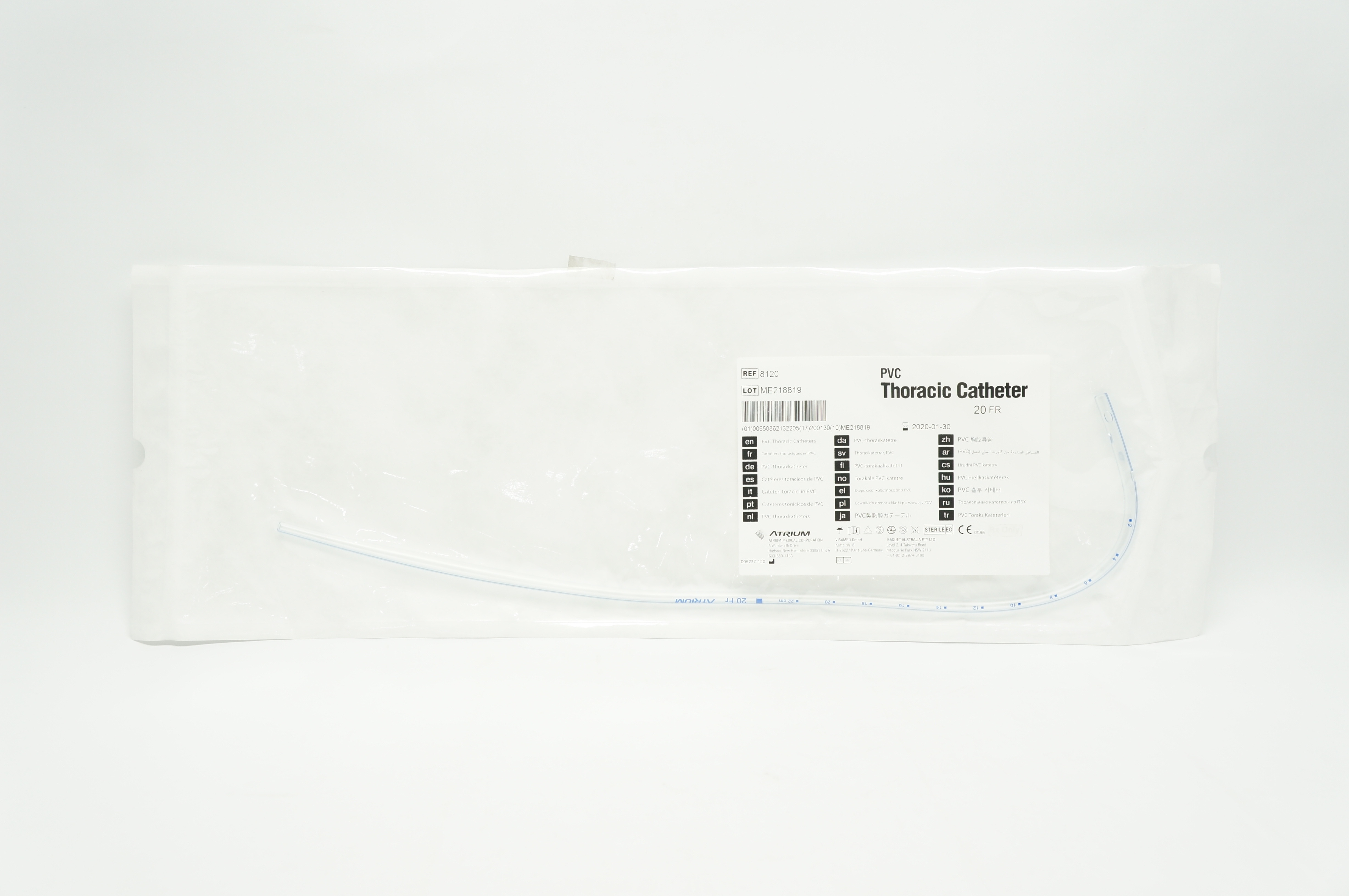 Atrium 8120 PVC Thoracic Cath. 20FR (x)