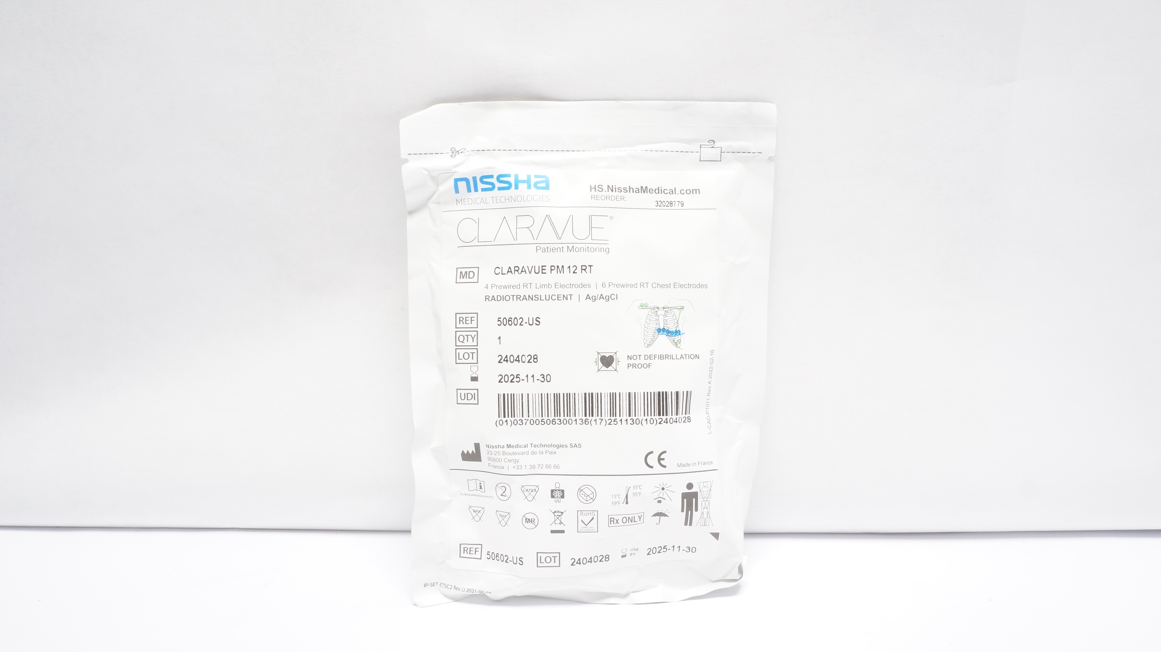 Nissha Medical 50602-US 4 Prewired RT Limb /6 Prewired RT Chest Electrodes