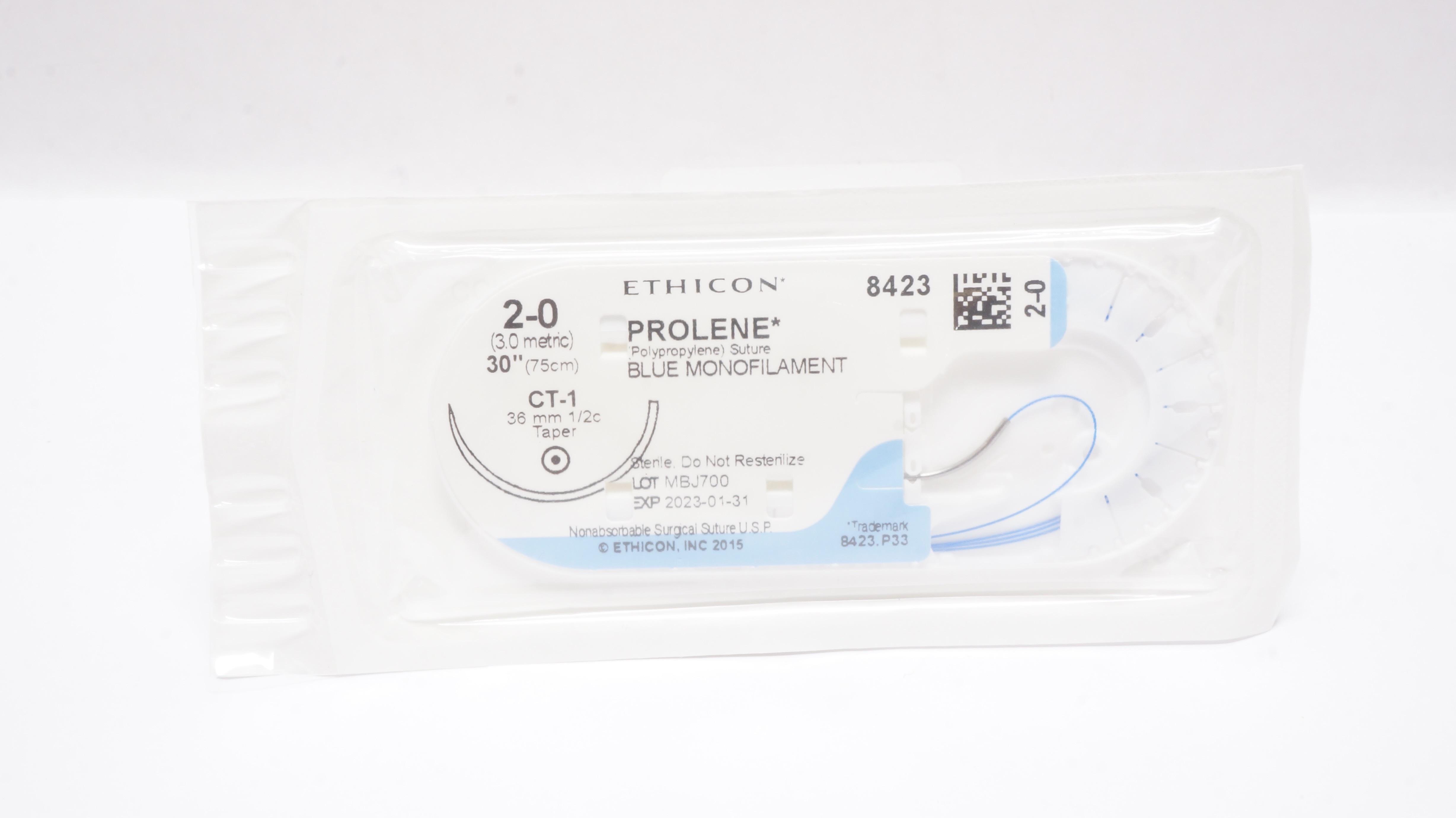 Ethicon 8423 2-0 PROLENE CT-1 36mm 1/2c Taper 30inch (x)