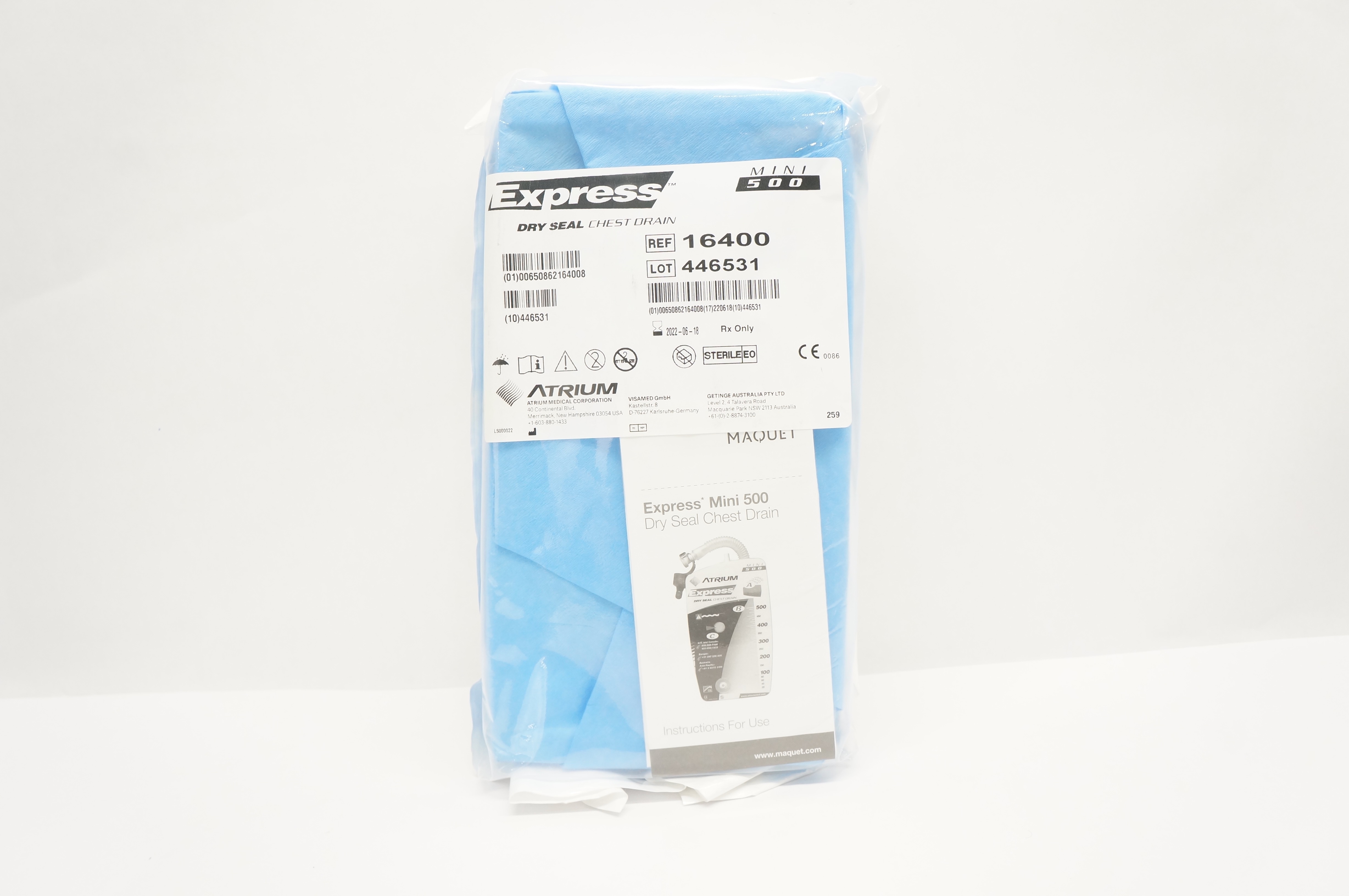 Atrium 16400 Express Dry Seal Chest Drain Mini 500 (x)