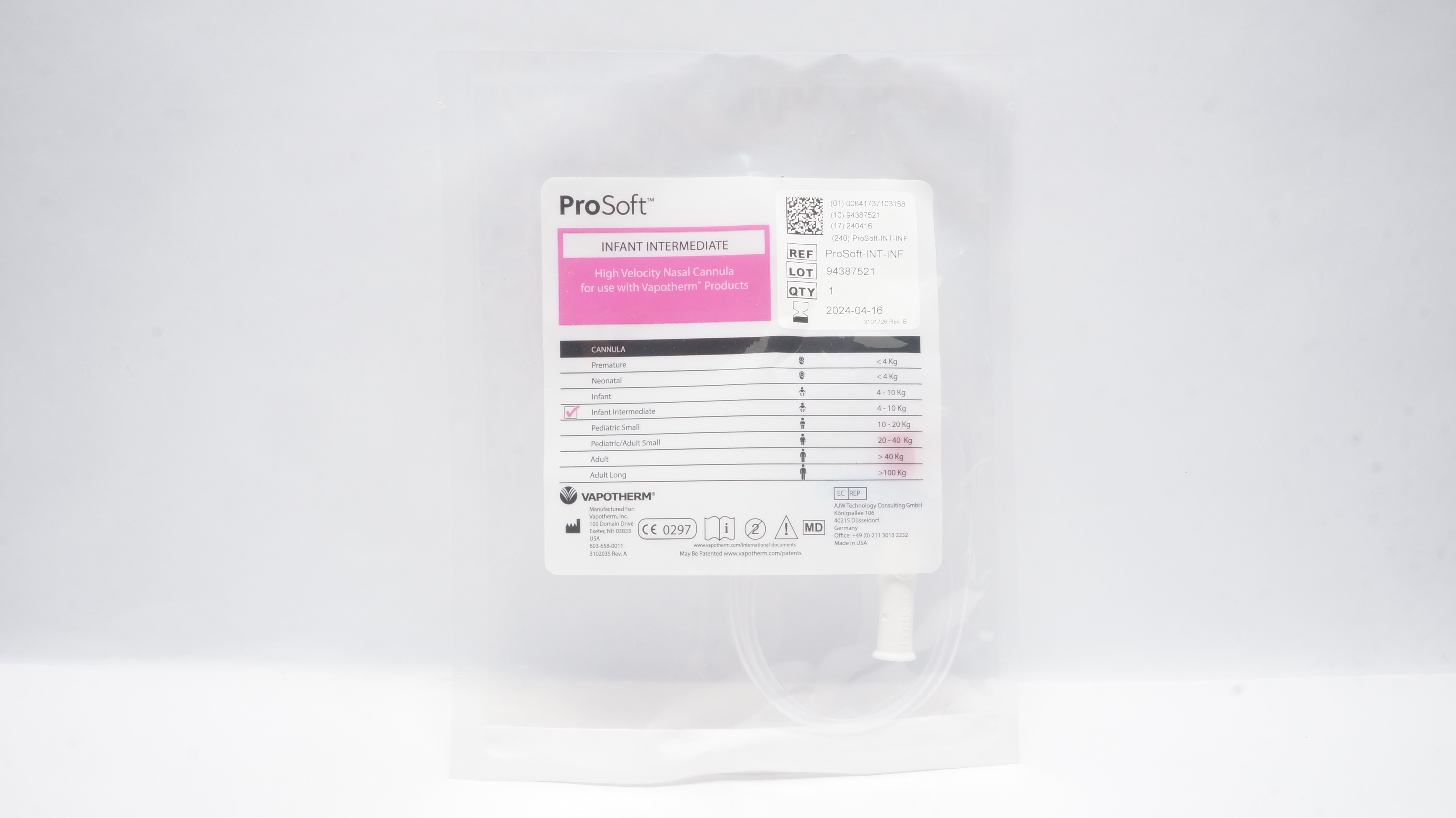 Vapotherm ProSoft-INT-INF Infant Intermediate High Velocity Nasal Cannula (x)