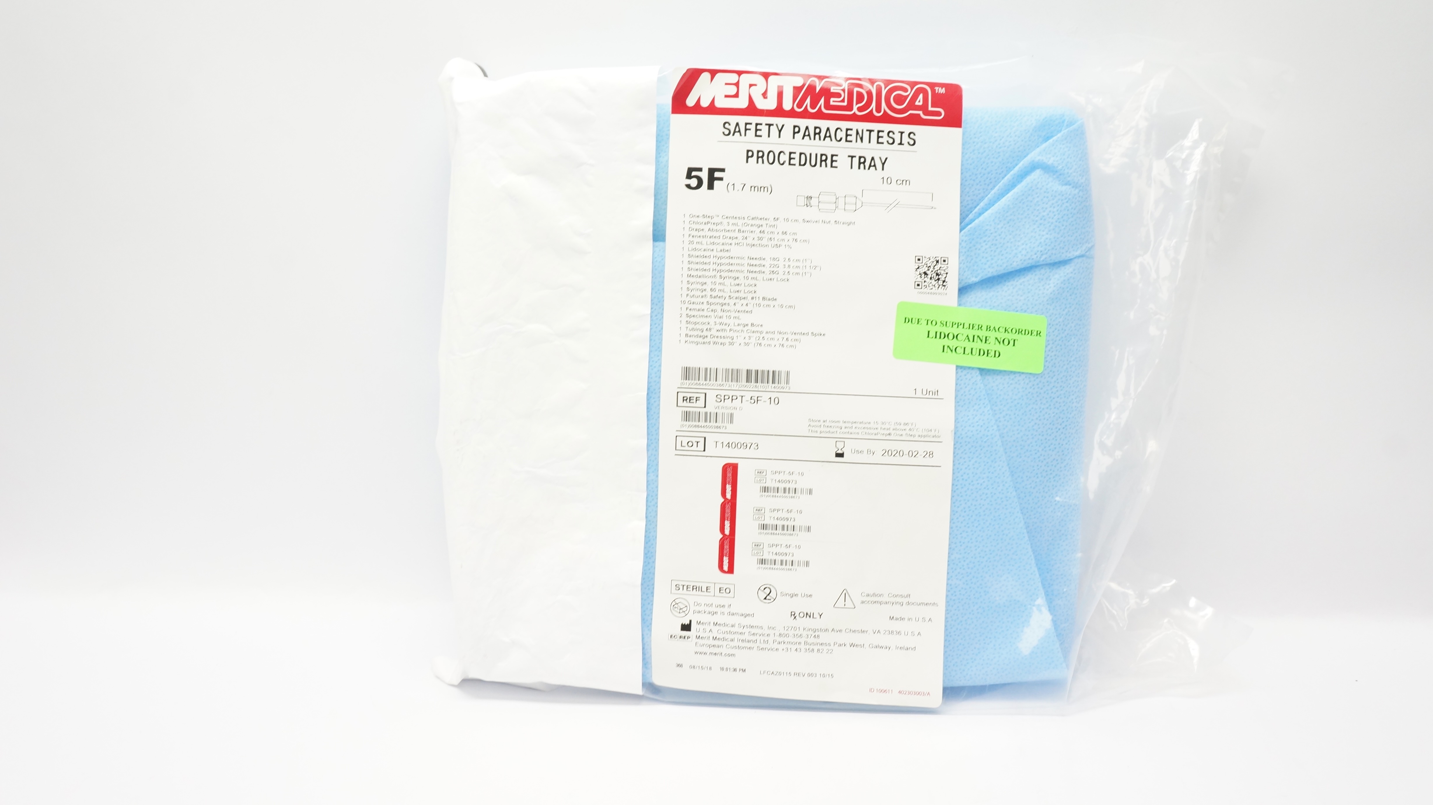 Merit Medical SPPT-5F-10 Safety Paracentesis Procedure Tray 5F (x)