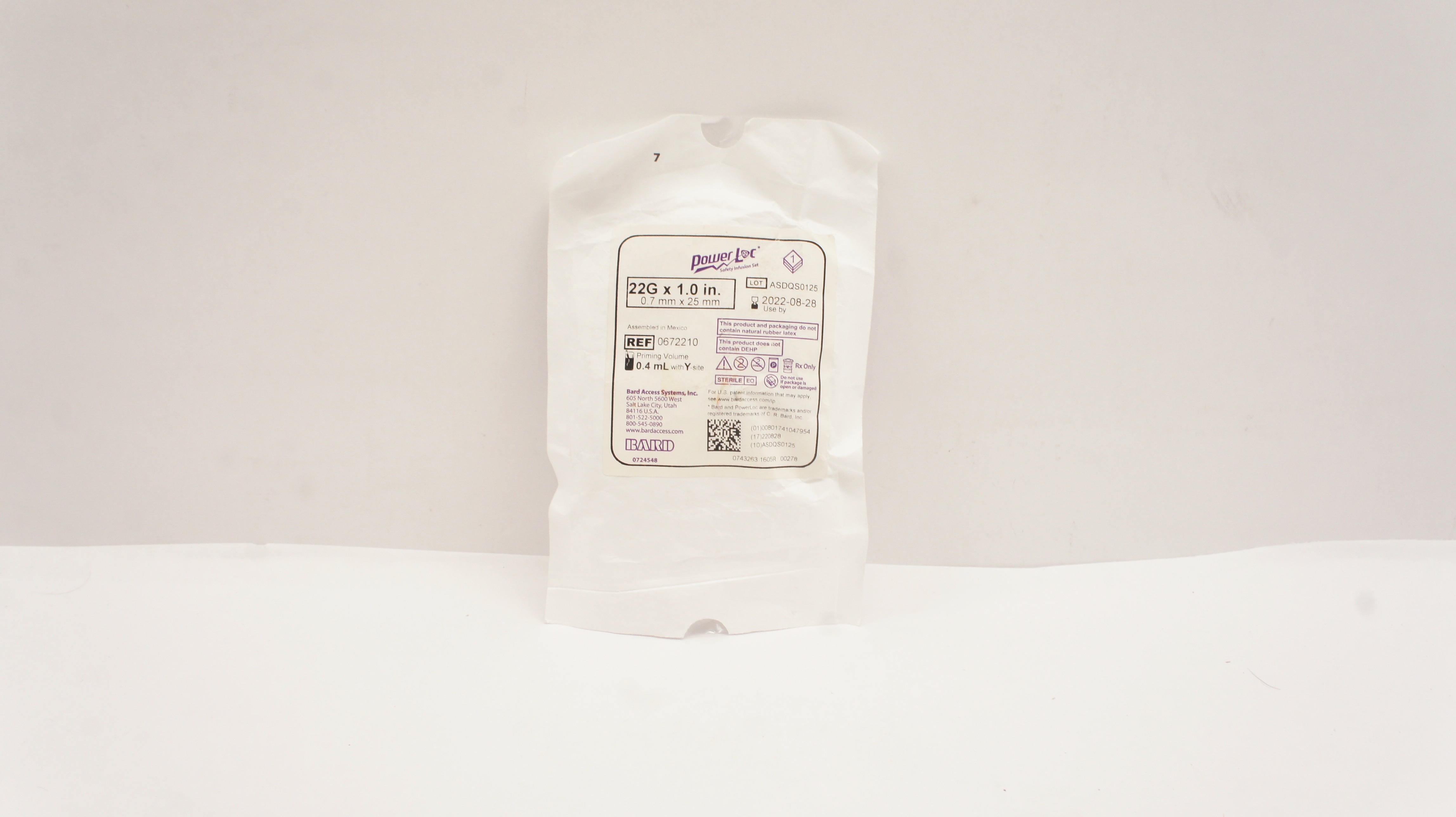 Bard 0672210 Power Loc Safety Infusion Set 22G x 1.0 in Priming Volume 0.4mL (x)