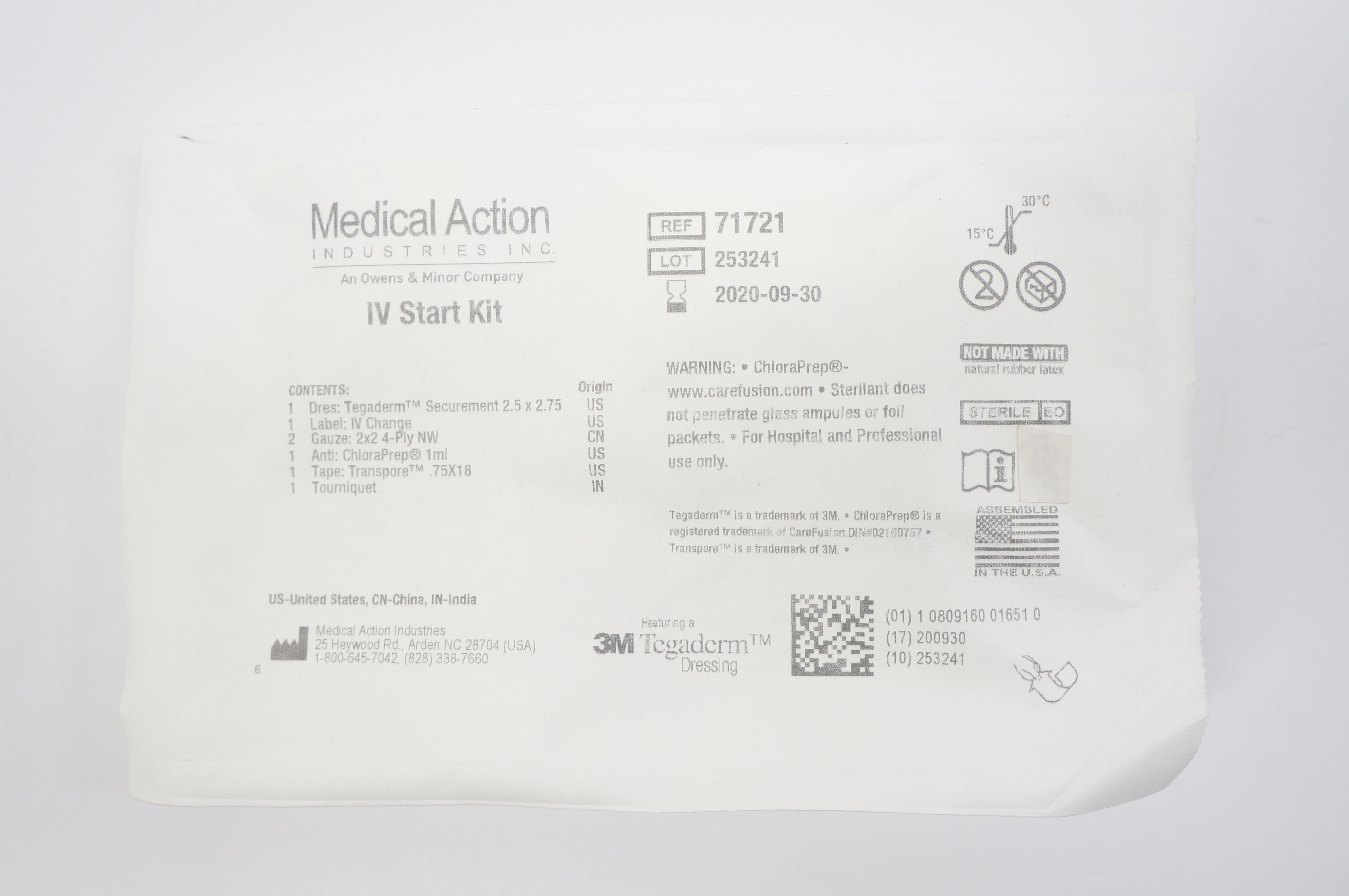 Medical Action Industries 71721 Featuring 3M Tegaderm Dressing IV Start Kit