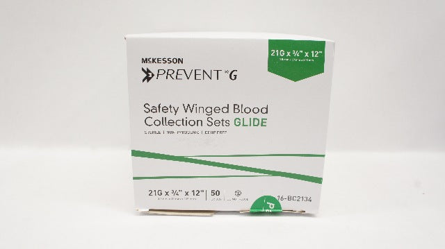 Mckesson 16-BC2134 Prevent G Safety Winged Blood Collection 21Gx3/4x12in-Boxof50