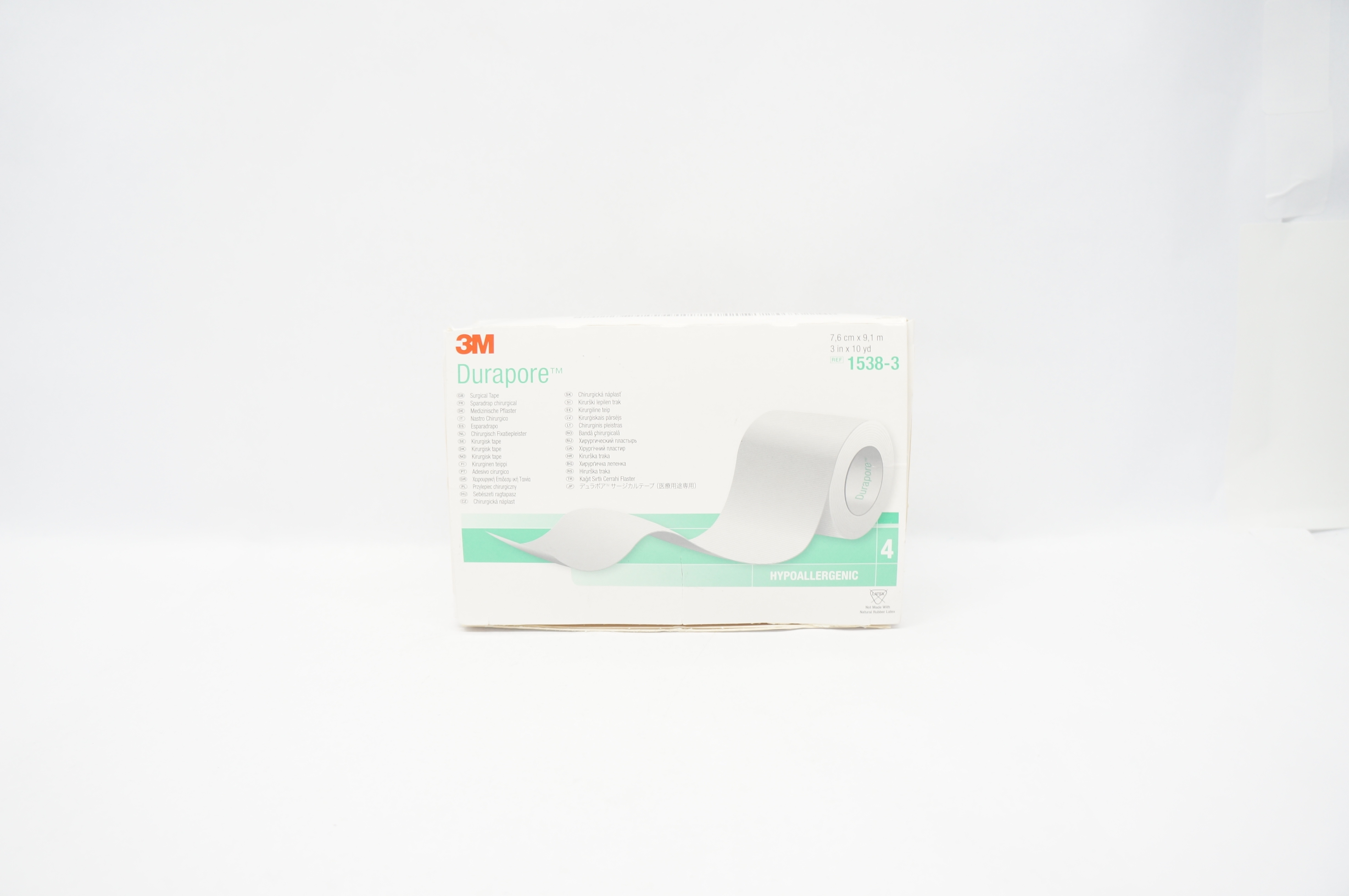 3M 1538-3 Durapore Surgical Tape 3inch x 10yd - Box of 4