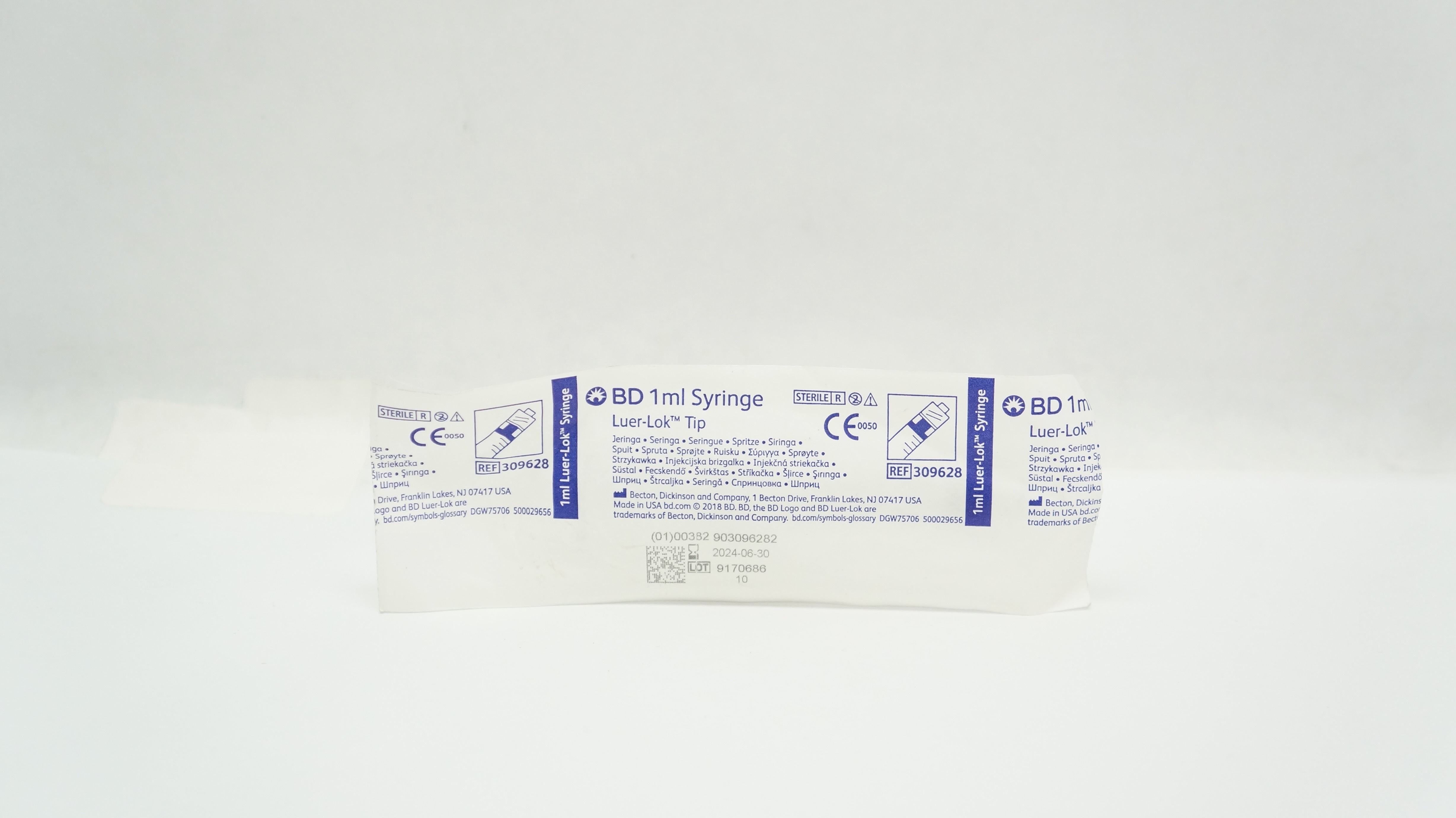 BD 309628 Luer Lok Tip Syringe 1mL