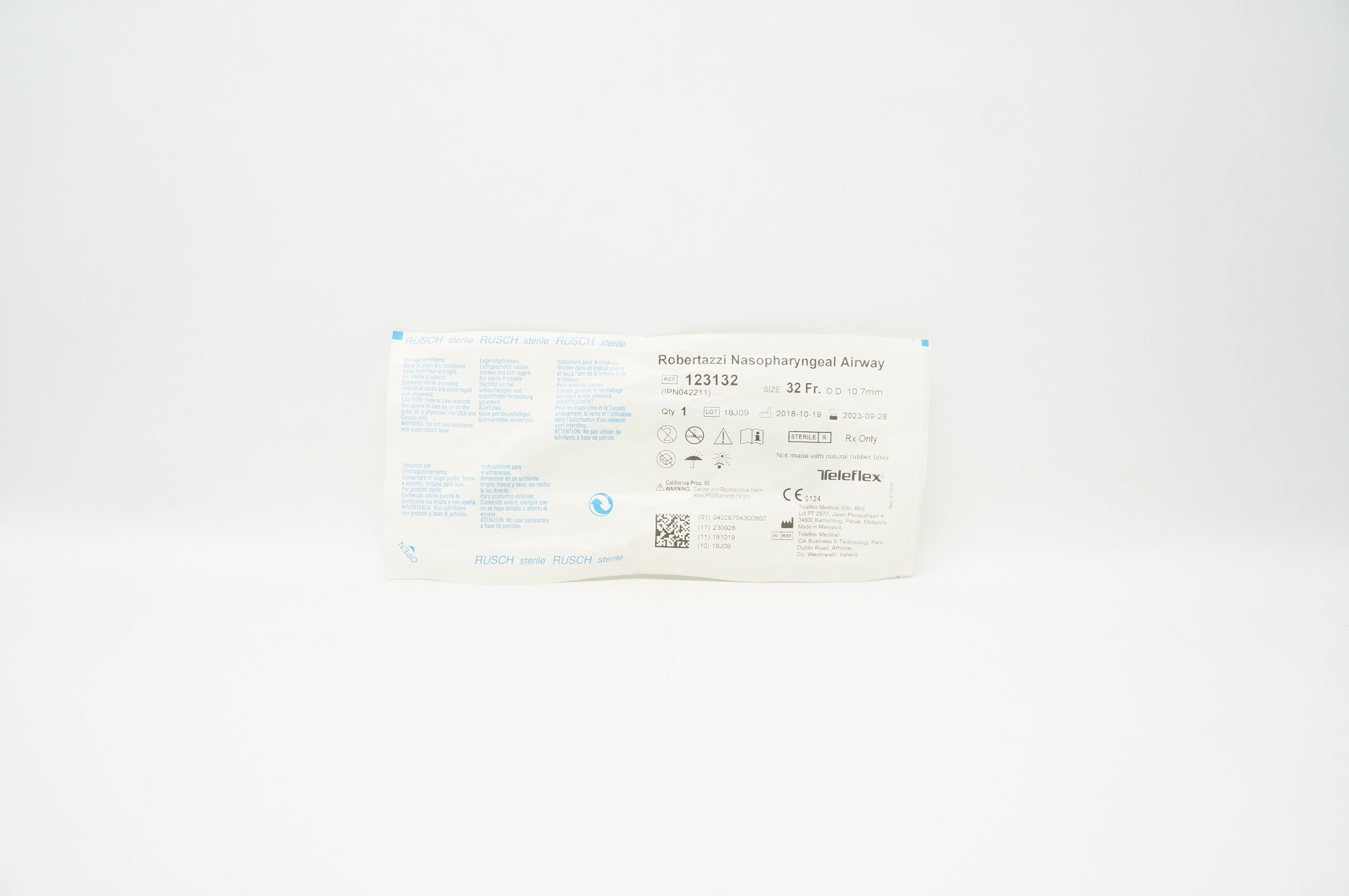 Teleflex 123132 Robertazzi Nasopharyngeal Airway 32Fr. x 10.7mm