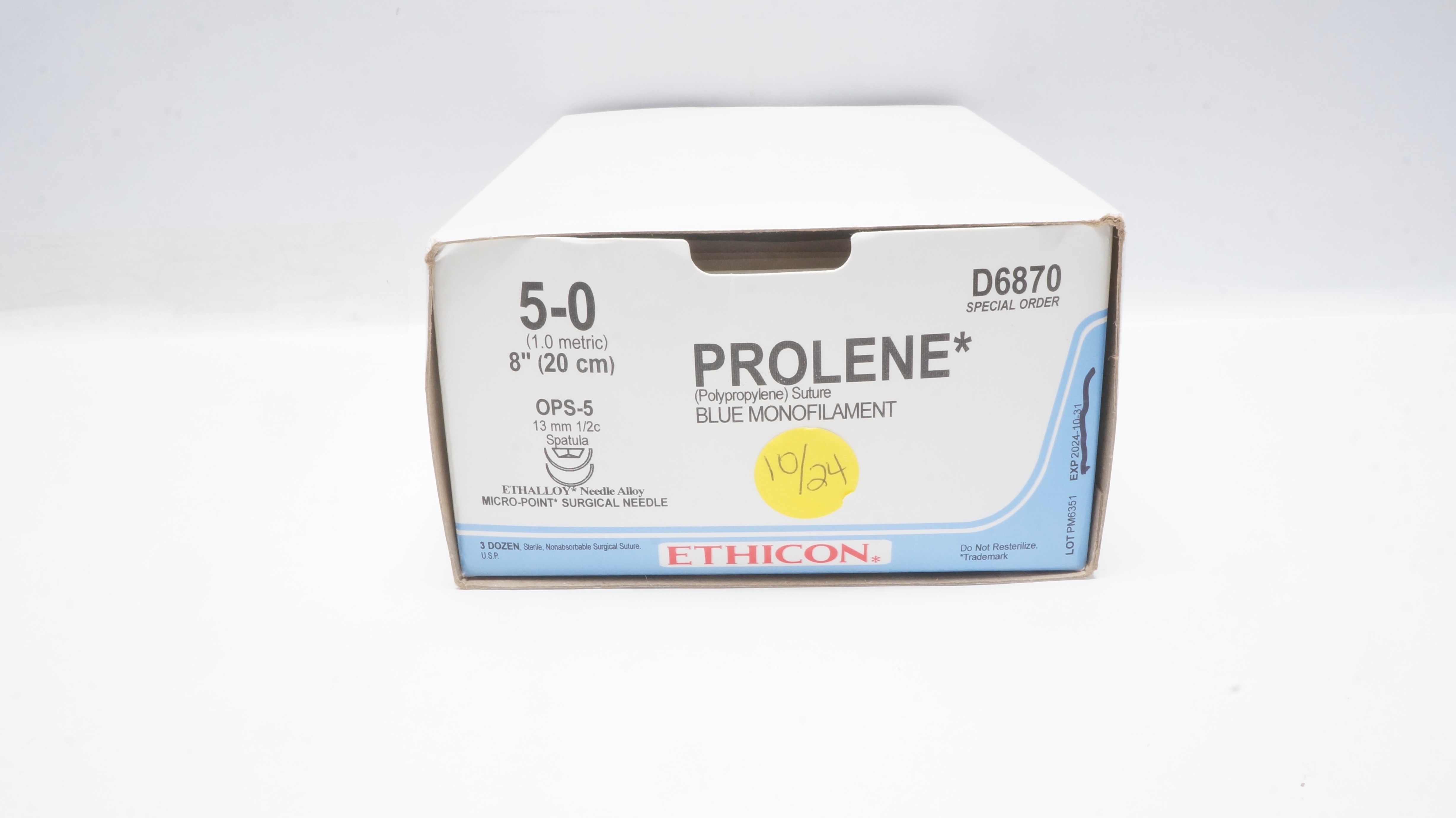 Ethicon D6870 5-0 Prolene Stre OPS-5 13mm 1/2c Spatula 8inch (x) - Box of 30