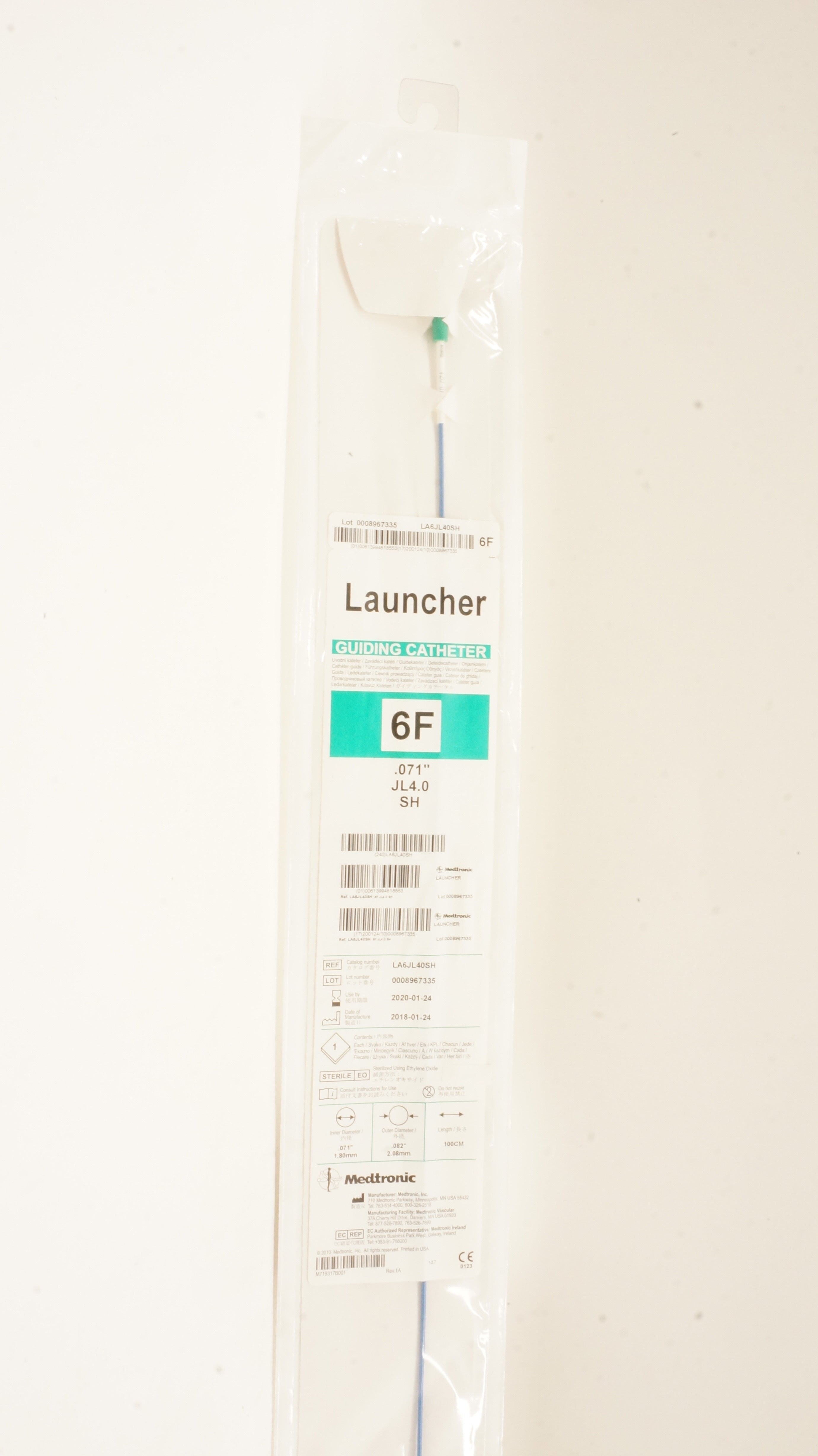 Medtronic LA6JL40SH Launcher Guiding Cath. 6F x .071inch .082inch x 100cm (x)