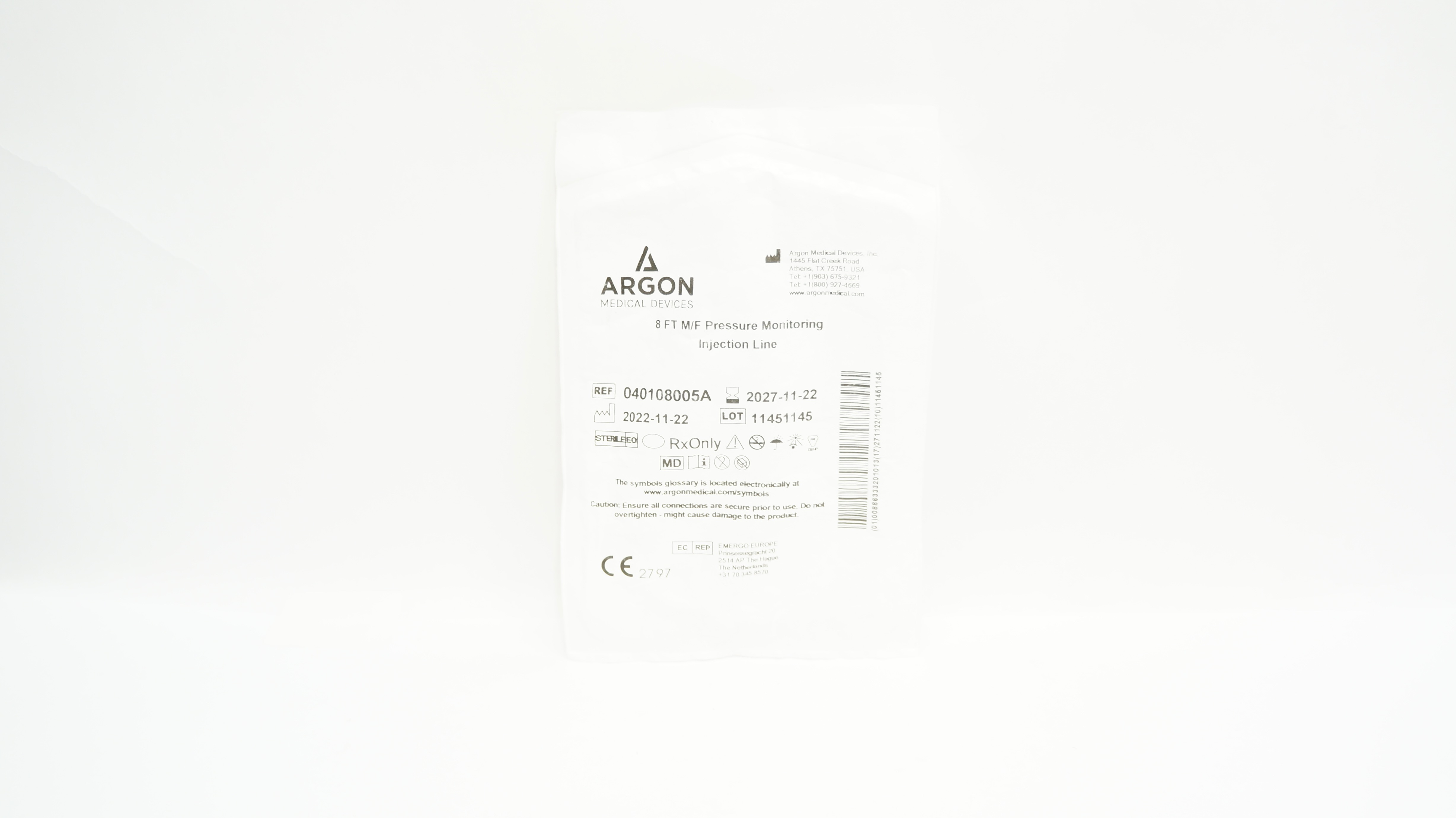 Argon 040108005A M/F Pressure Monitoring Injection Line 8Ft.