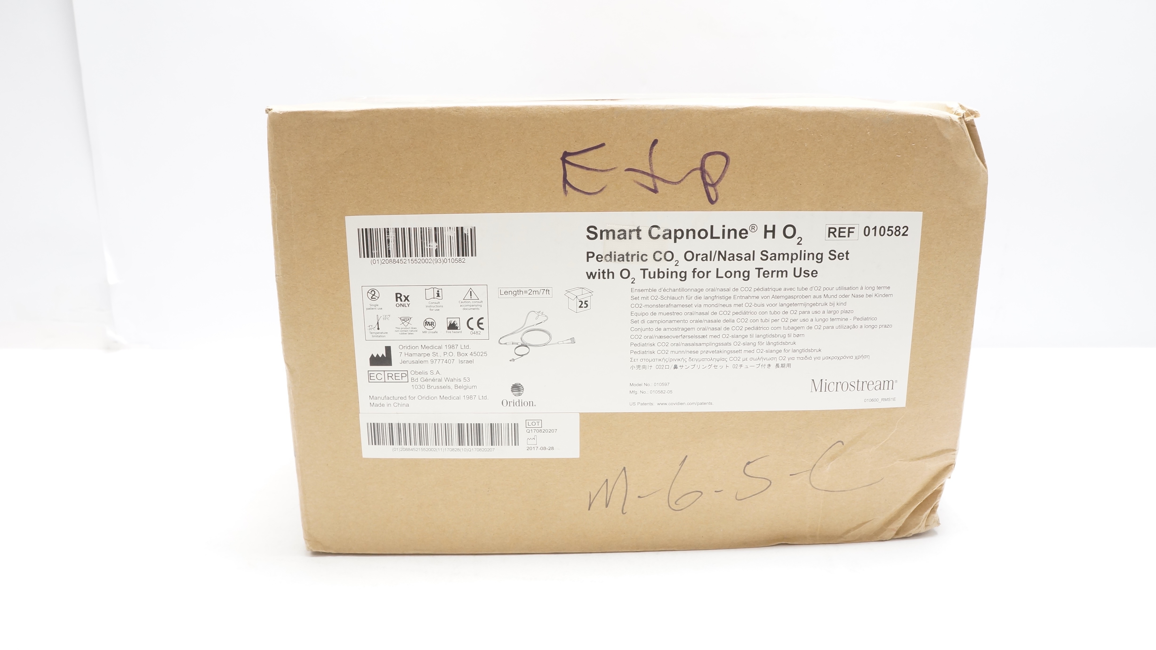 Oridion 010582 Microstream Smart CapnoLine HO2 Pediatric Set 7ft - Box of 25