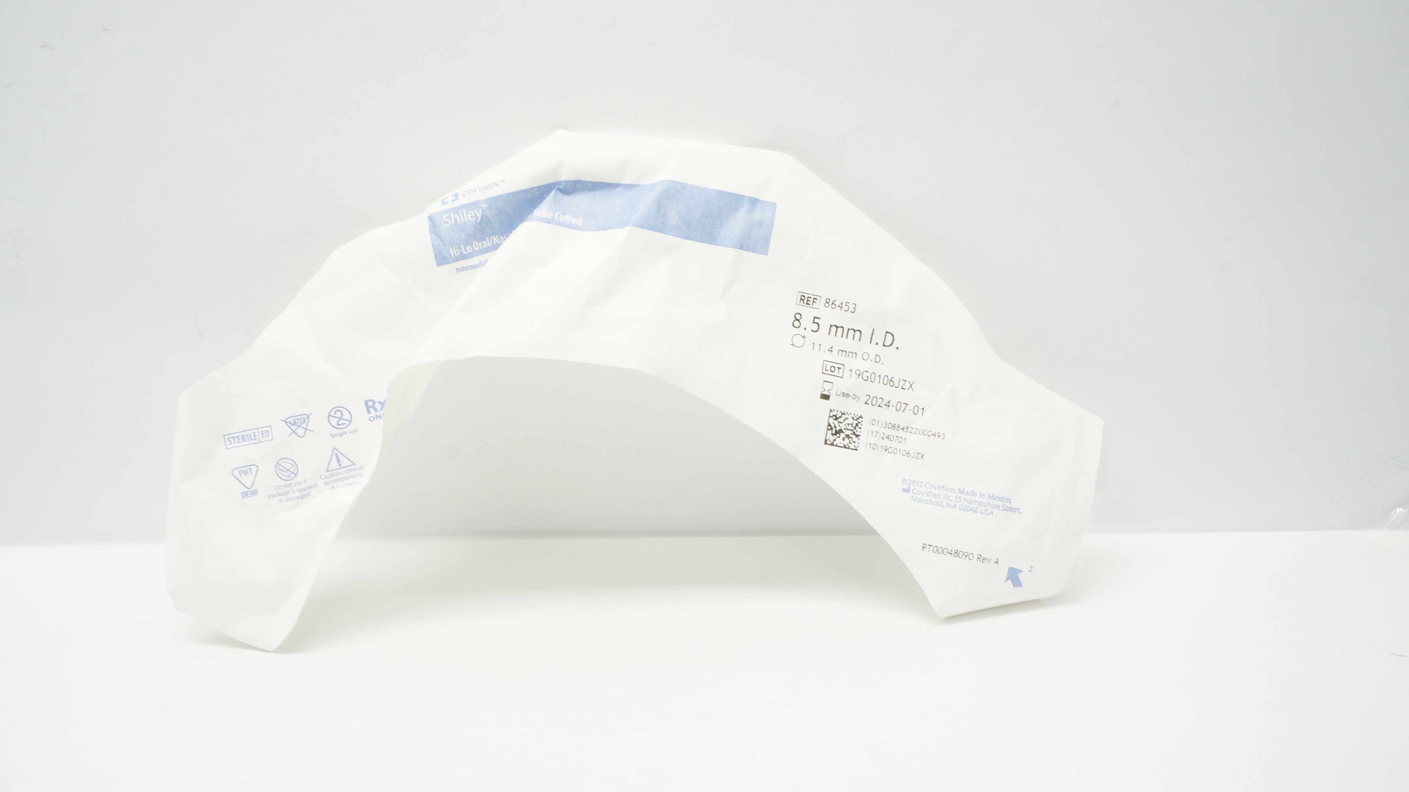 Covidien 86453 Shiley Hi-Lo Oral/Nasal Tracheal Tube Cuffed 8.5IDx 11.4mmOD (x)