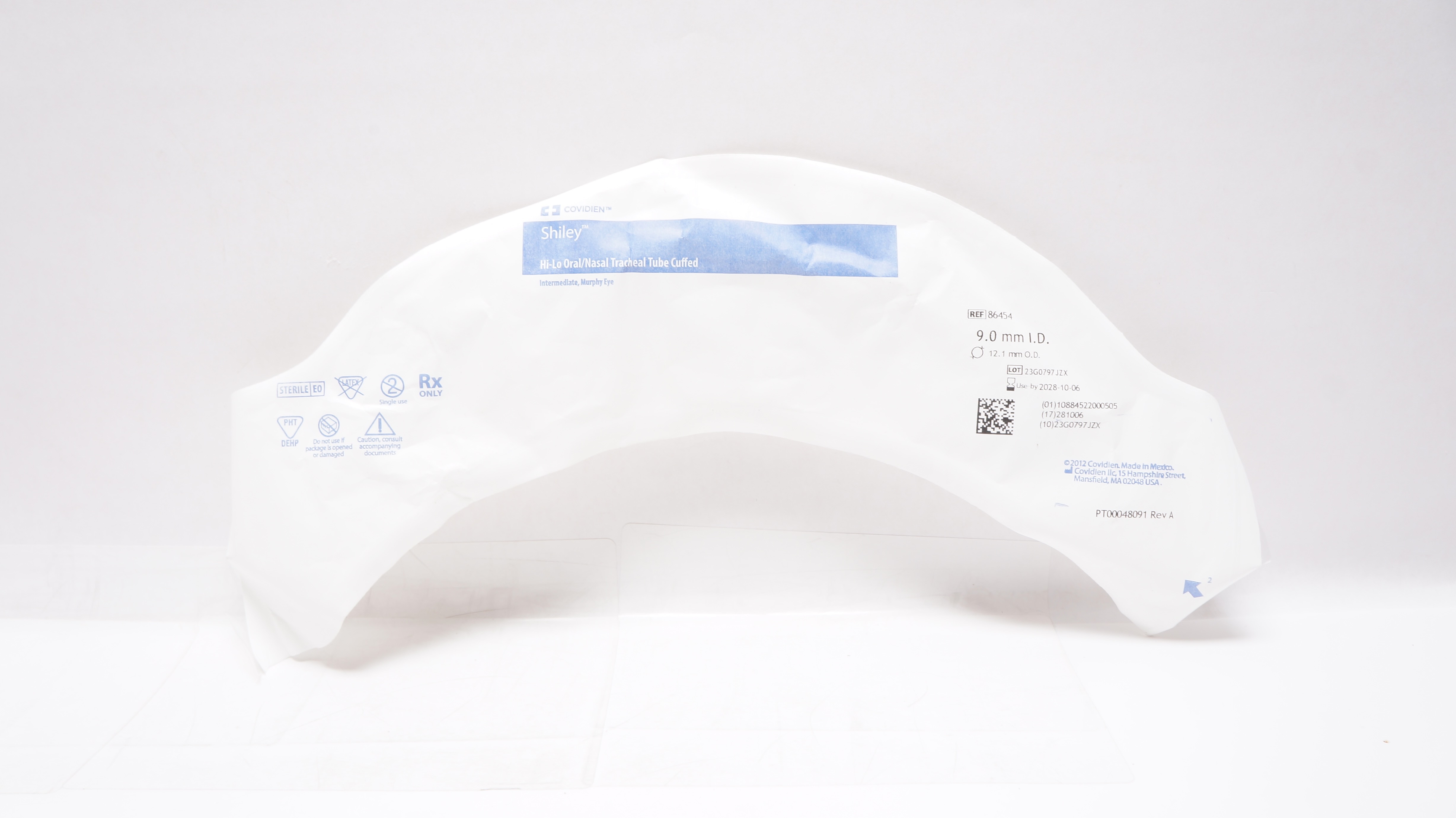 Covidien 86454 Shiley Hi-Lo Oral/Nasal Tracheal Tube Cuffed 9.0mm ID x 12.1mm OD