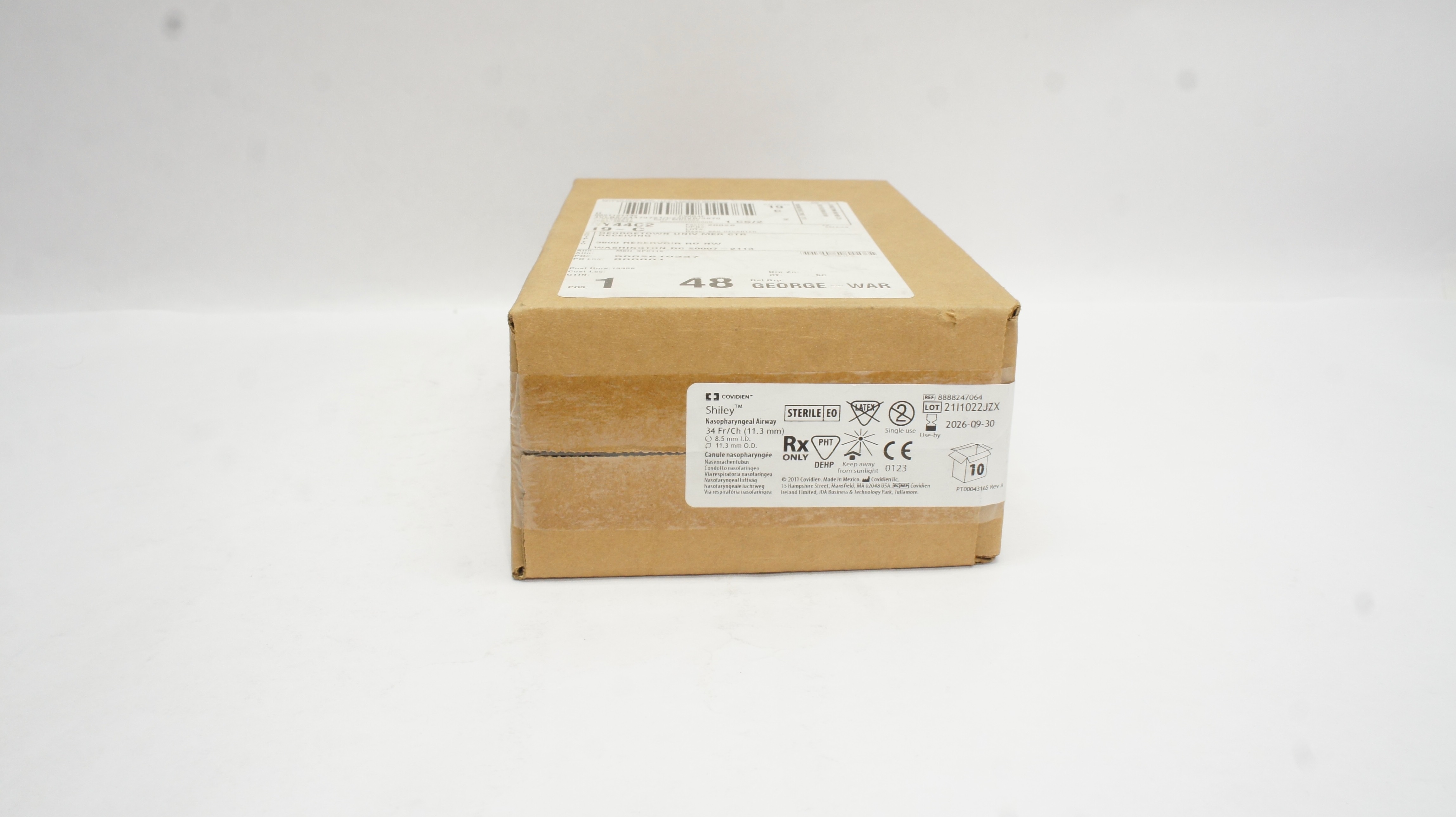 Covidien 8888247064 Shiley Nasopharyngeal Airway 34Fr/Ch - Box of 10