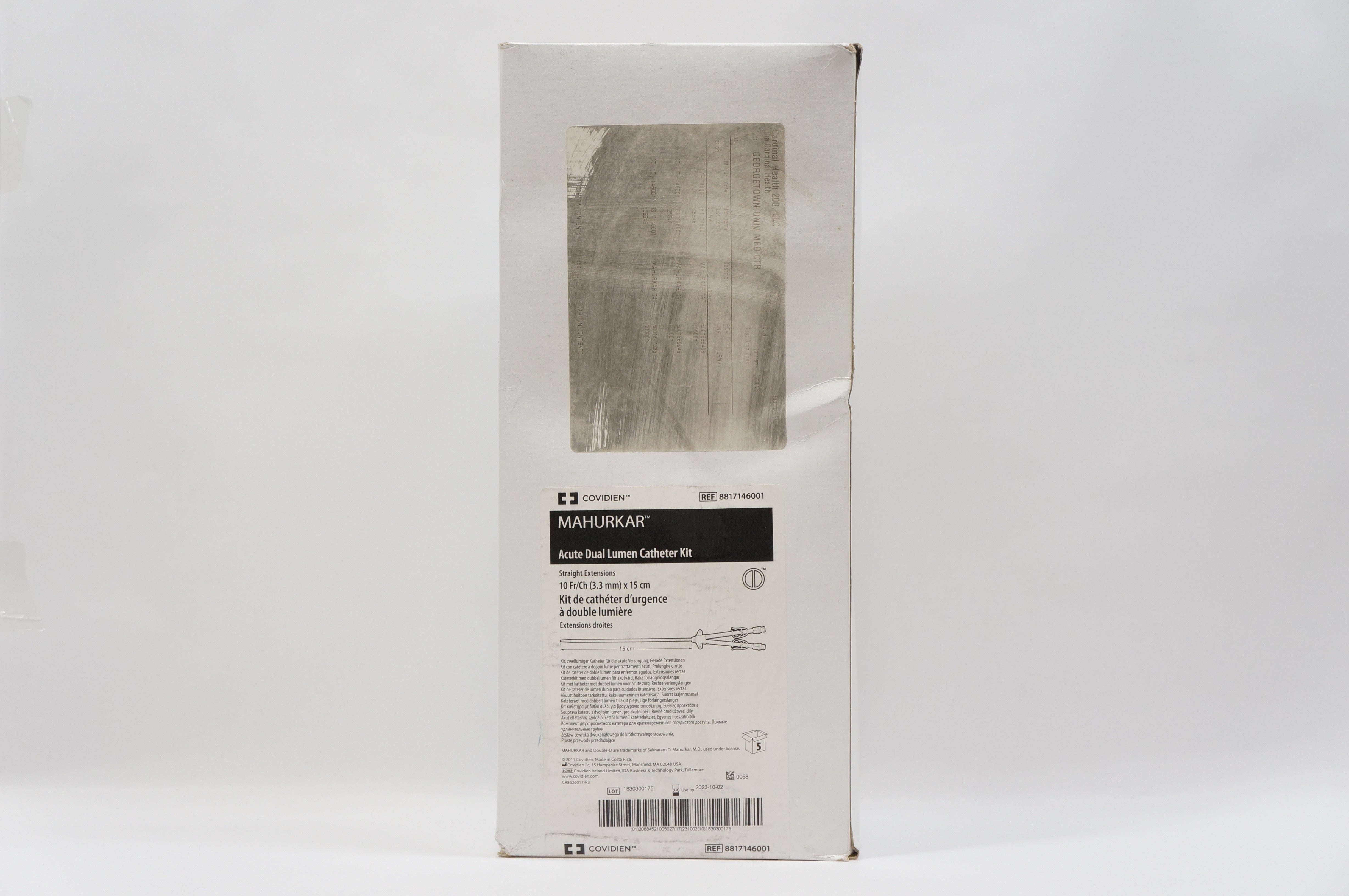 Covidien 8817146001 Mahurkar Acute Dual Lumen Cath. Kit, 10 Fr x 15cm - Box of 5