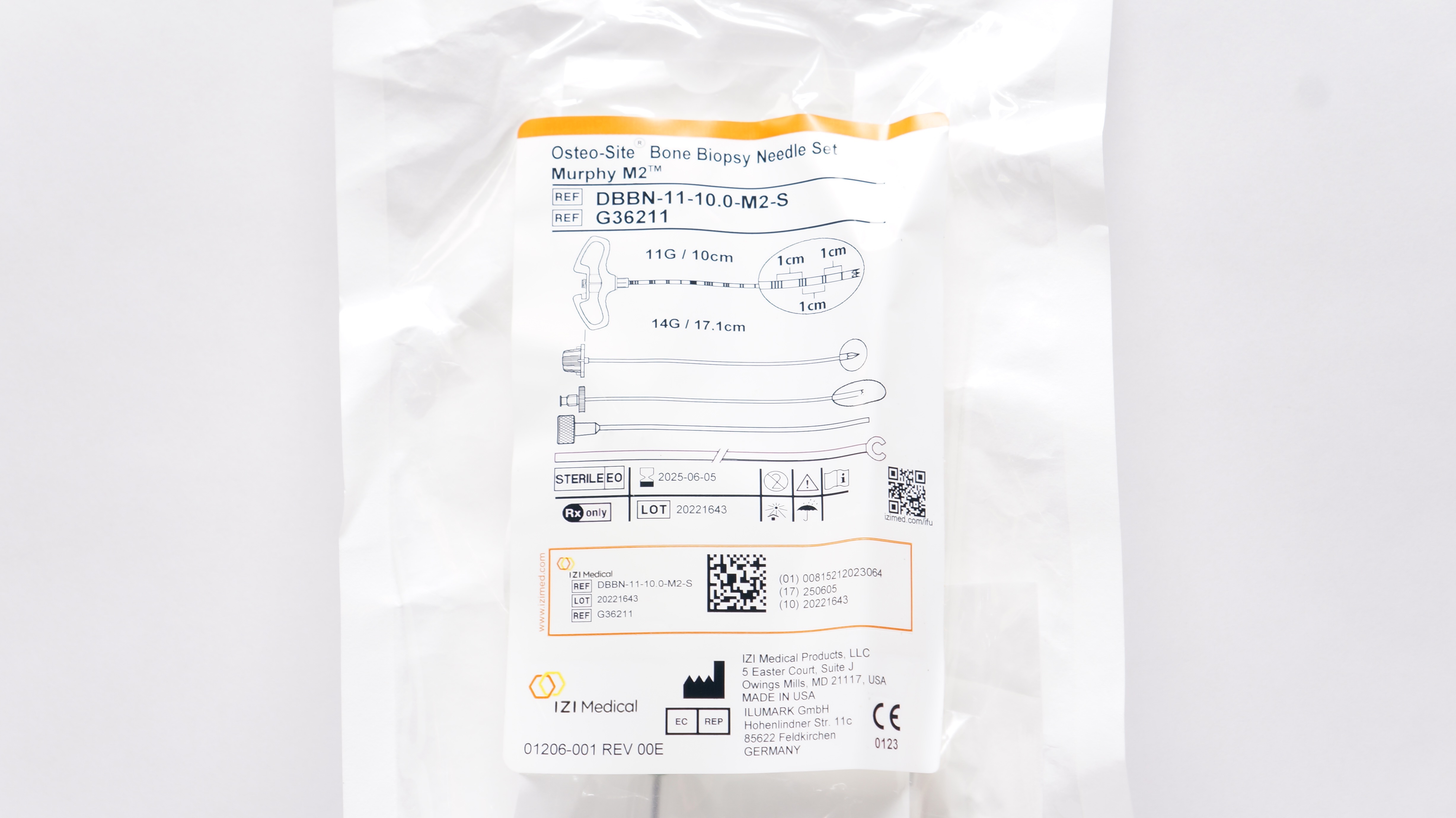 IZIMedical G36211 Osteo-Site Bone Biopsy Needle Set 11G/10cm 14G/17.1cm
