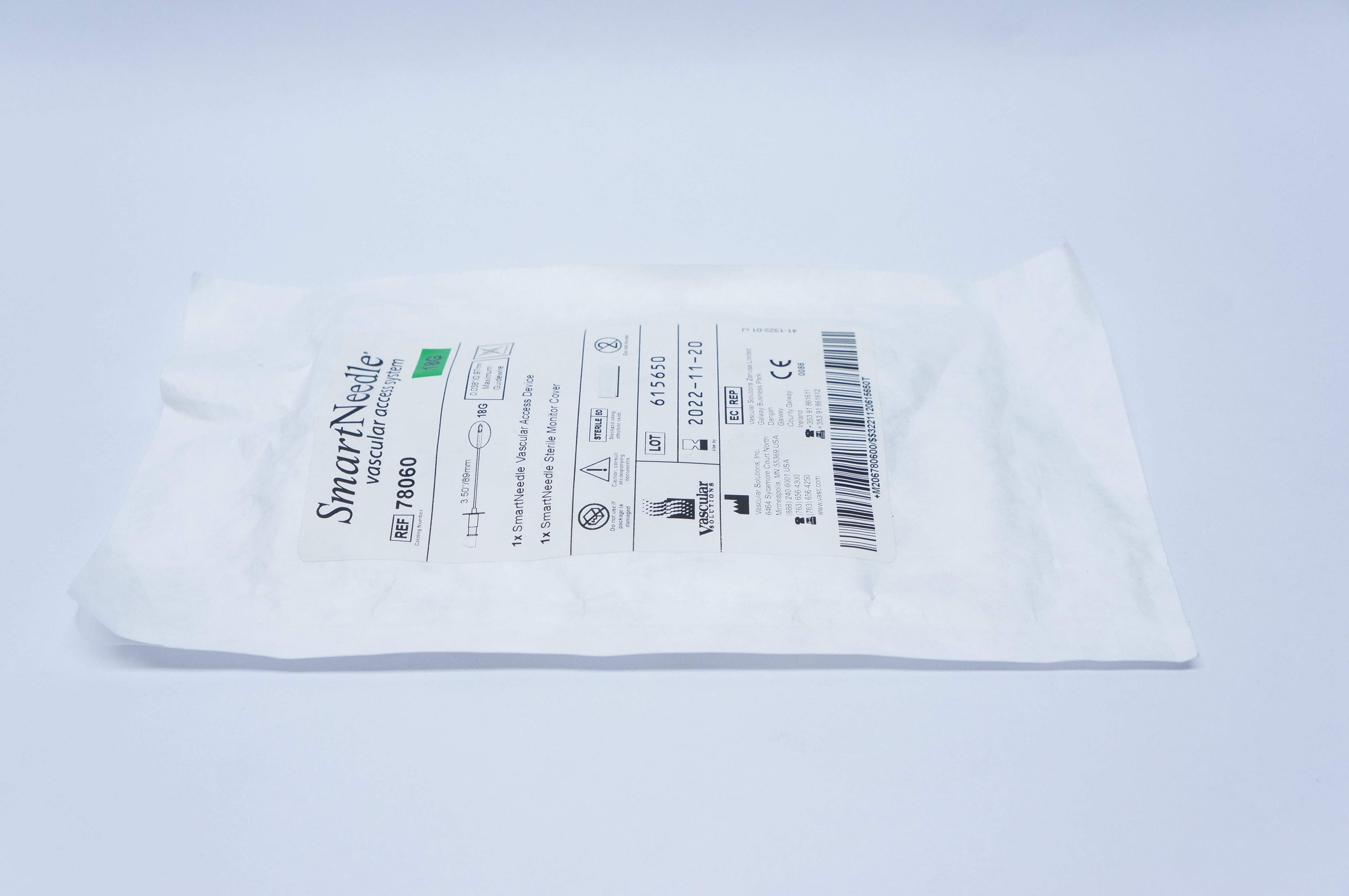 Vascular 78060 Smart Ndle Vascular Access System 18G x 3.5inch