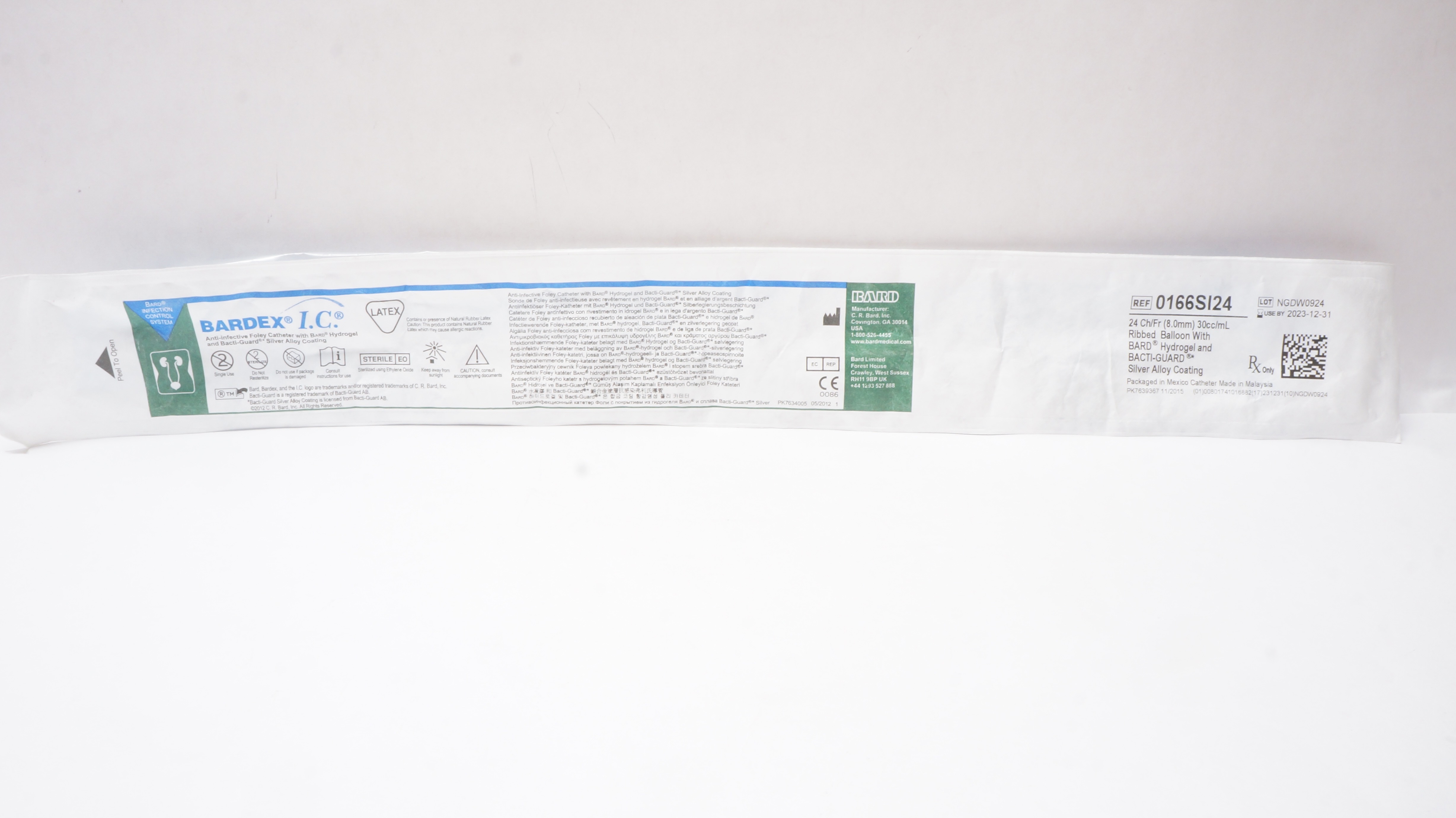Bard 0166SI24 Bardex I.C. Anti-Infective Foley Cath. 24Ch/Fr x 30cc/mL