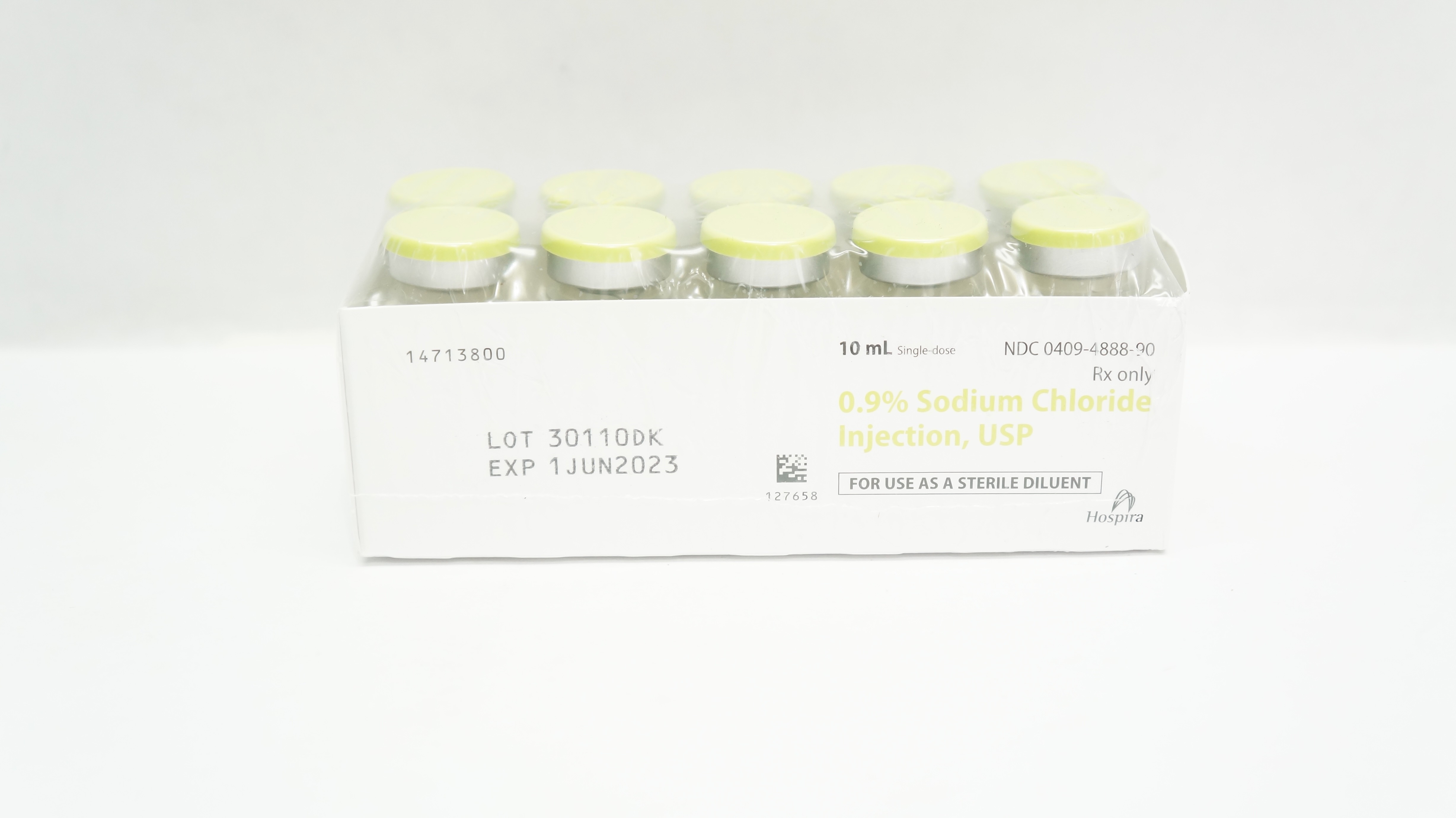 Hospira NDC 0409-4888-90 0.9% Sodium Chloride Injection,USP 10ml (x)- Pack of 10