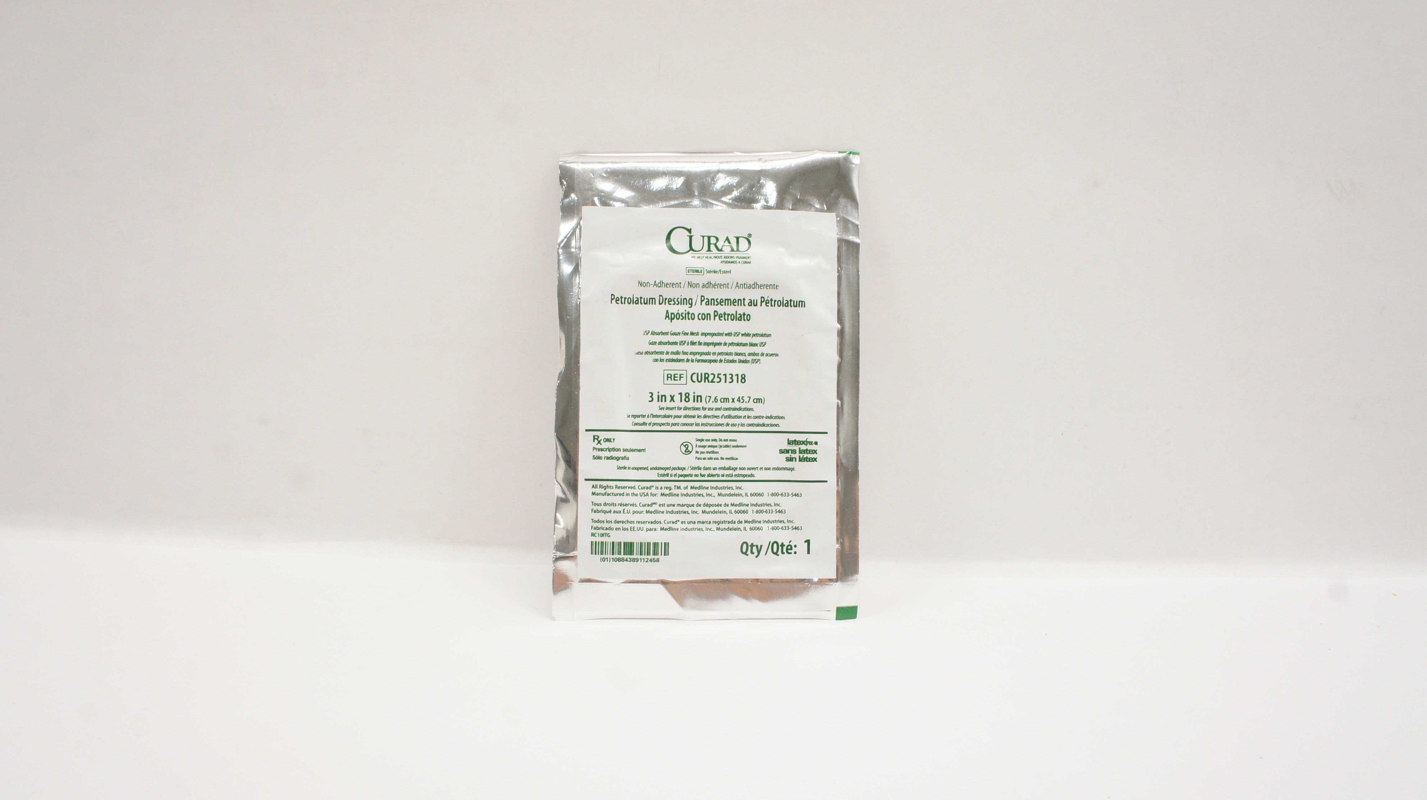 Medline CUR251318 Curad Non-Adherent Petrolatum Dressing 3inch x 18inch (x)