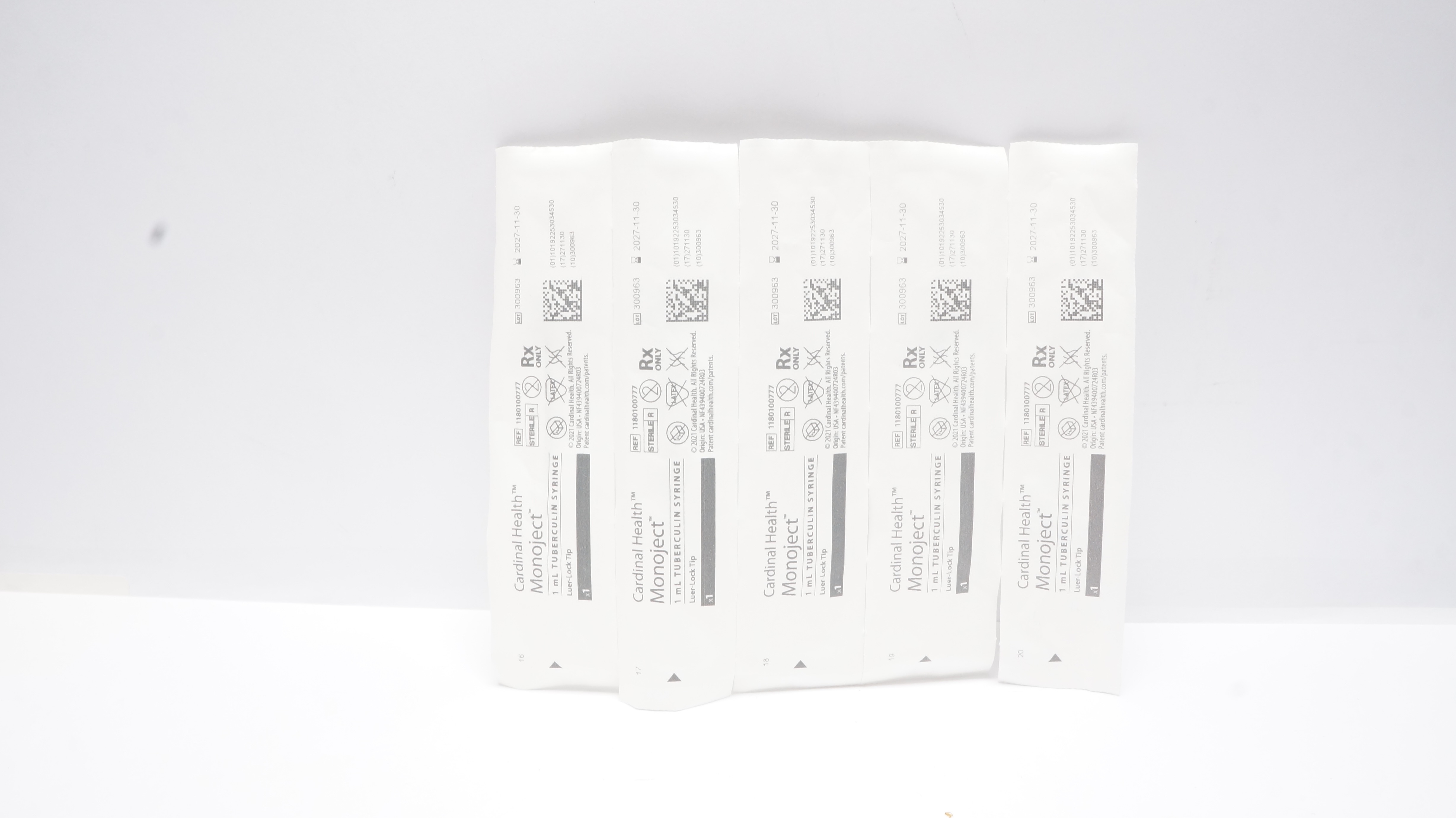 Covidien 1180100777 Monoject Tuberculin Syringe Luer-Lock Tip 1 mL - Lot of 5