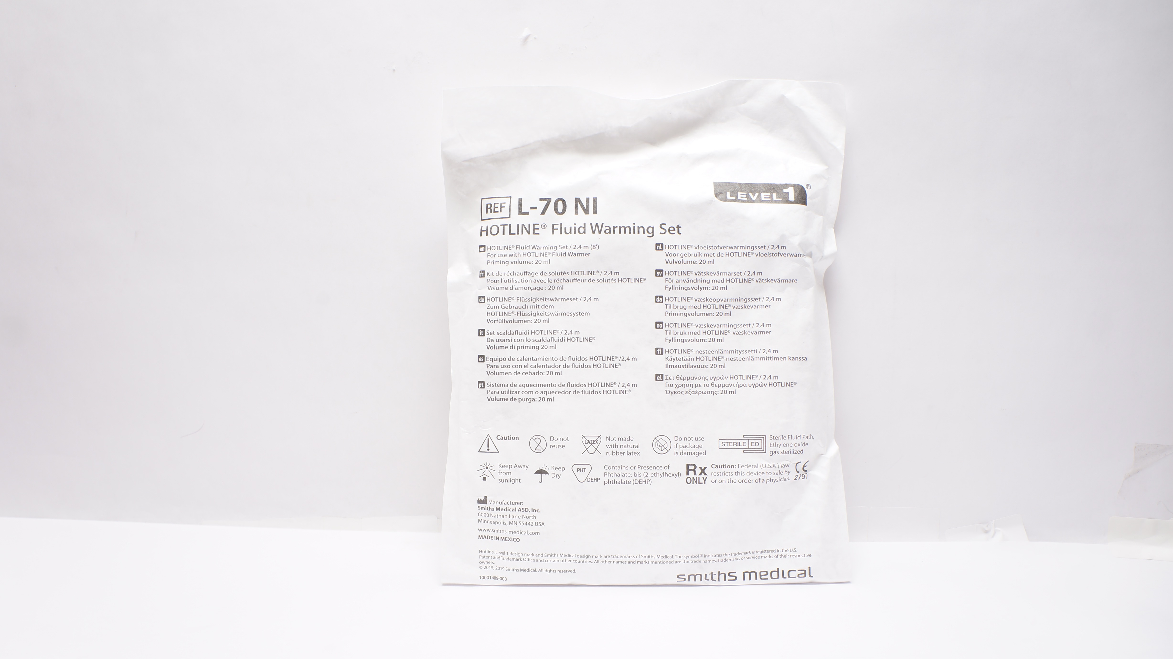 Smiths Medical L-70 NI Level1 Hotline Fluid Warming Set 20mL