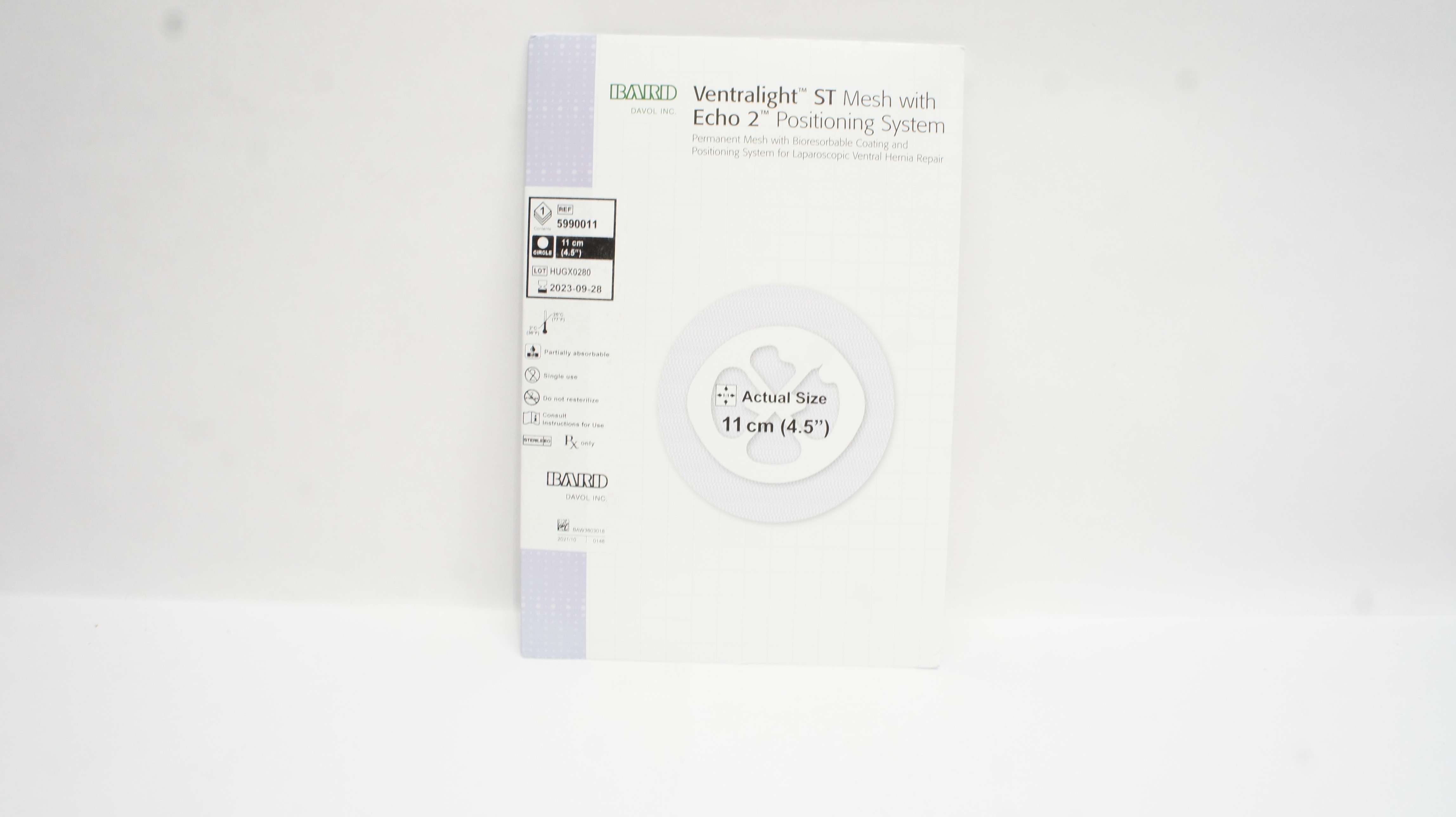 Bard 5990011 Davol Ventralight ST Mesh With Echo2 Positioning System 4.5inch (x)