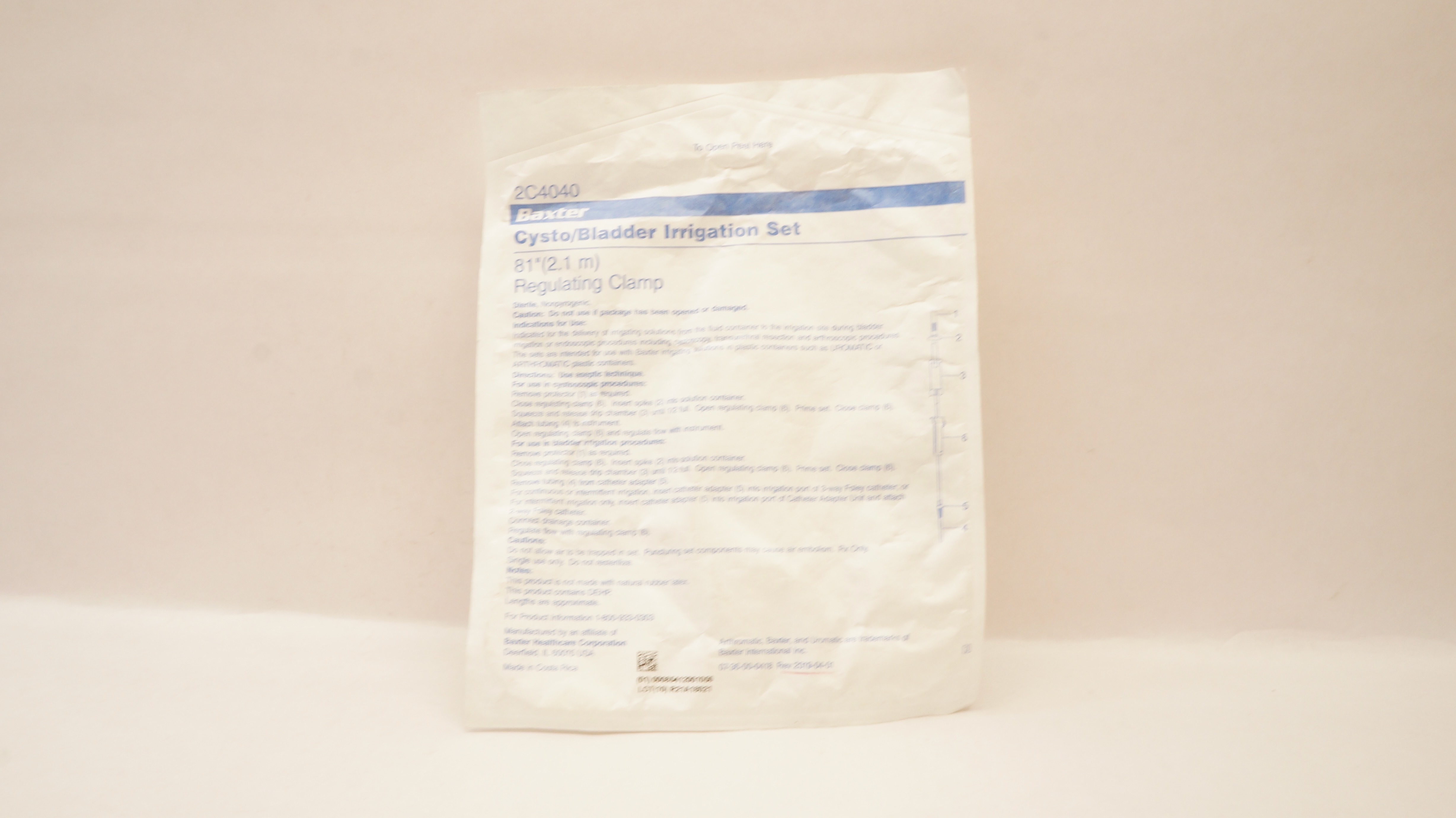 Baxter 2C4040 Cysto/Bladder Irrigation Set 81 inch, Regulating Clamp