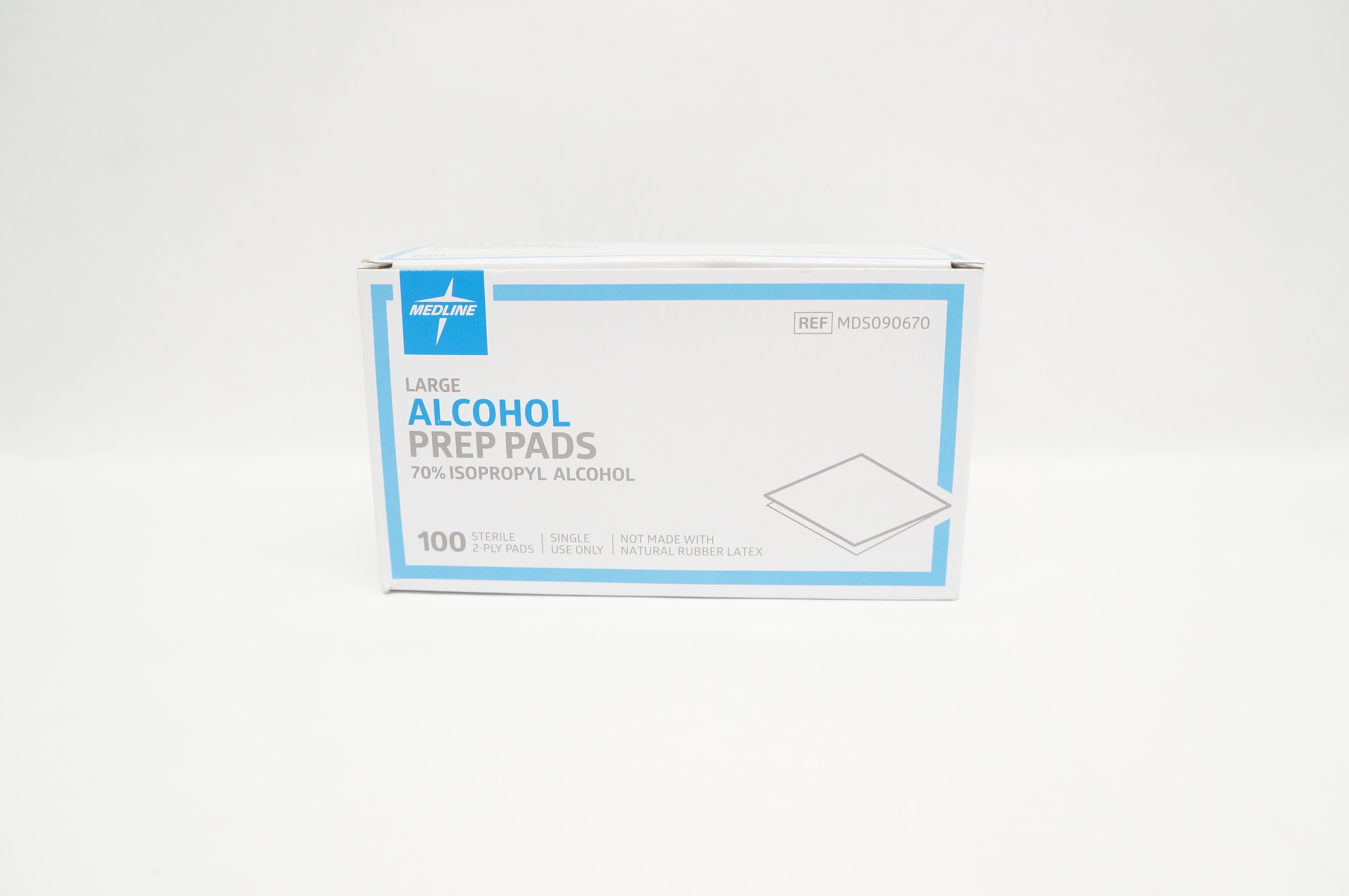 Medline MDS090670 Large Alcohol 2-Ply Prep Pads - Box of 100