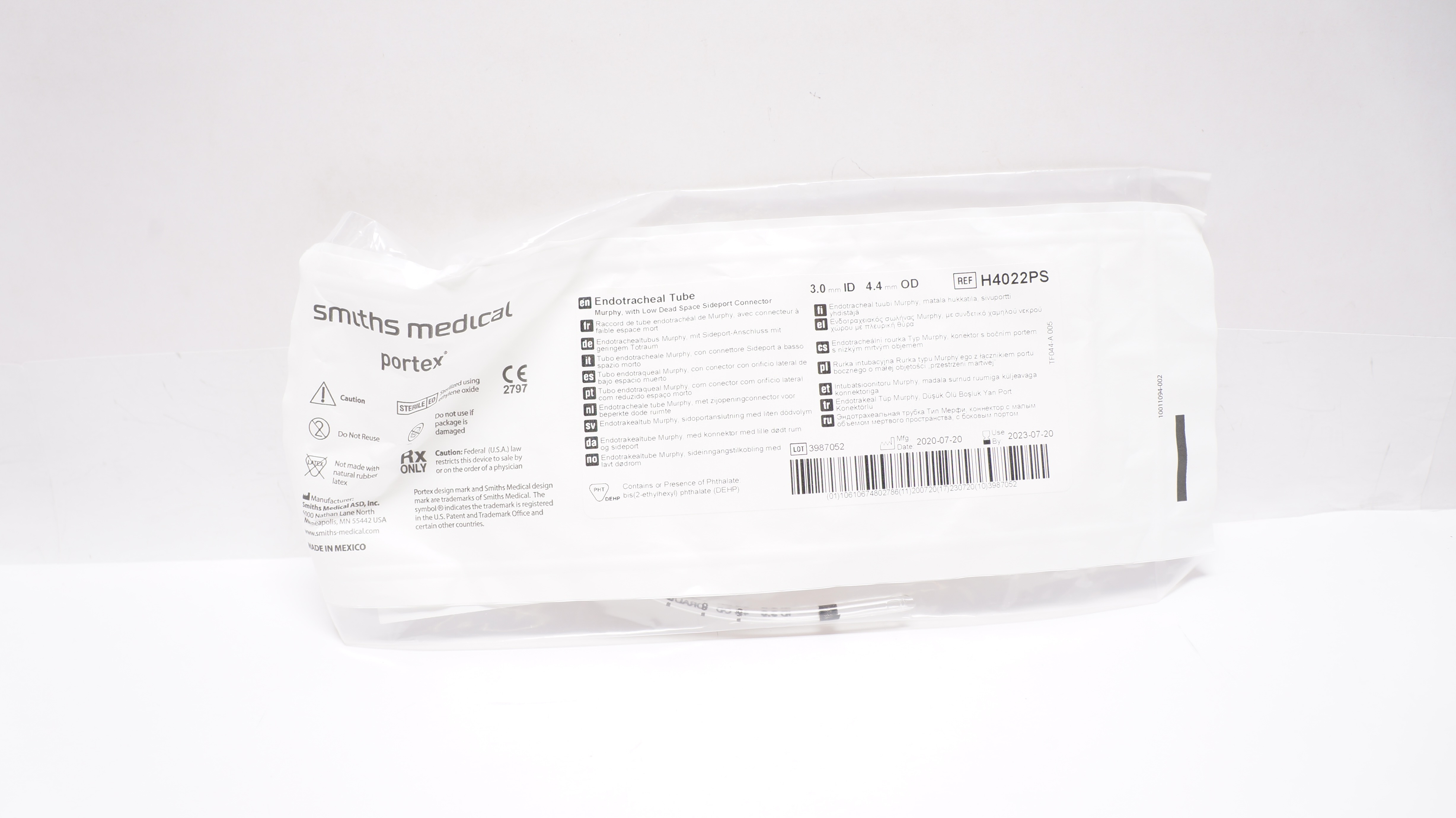 Smiths Medical H4022PS Portex Endotracheal Tube Murphy, 3.0 mm ID x 4.4 mm OD(x)