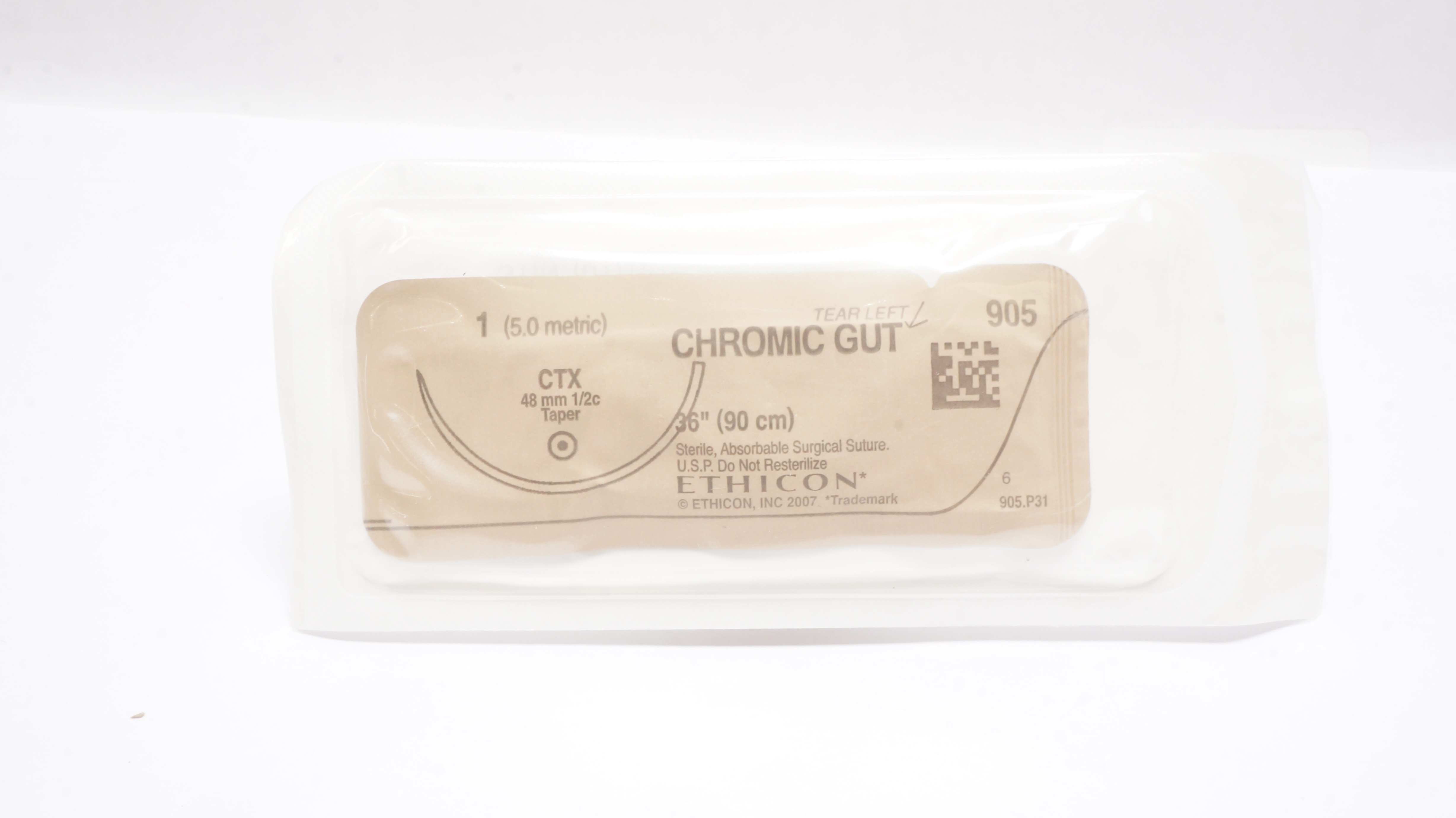 Ethicon 905 1 Chromic Gut CTX 48mm 1/2c Taper, 36inch (x)