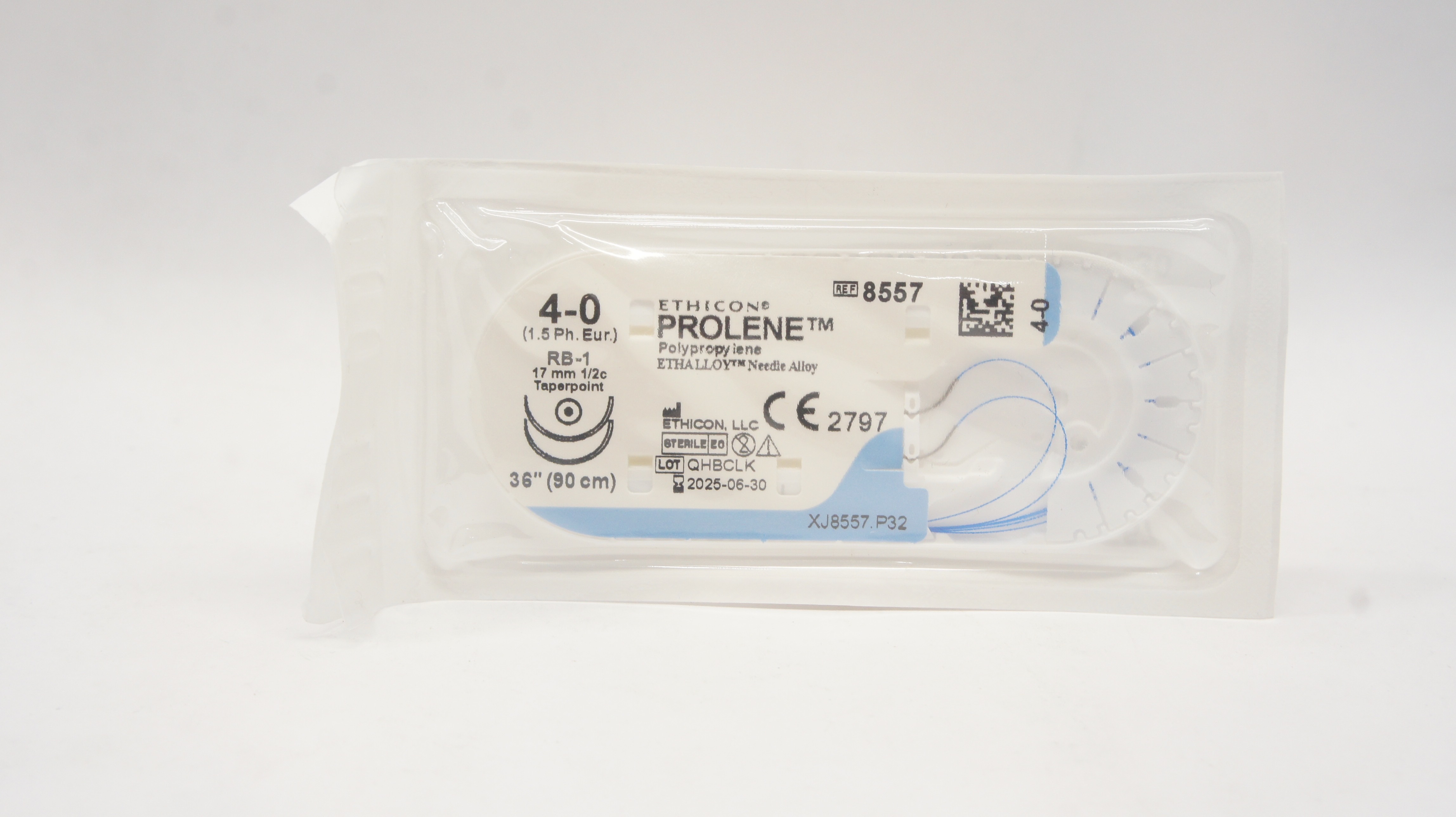 Ethicon 8557 4-0 Prolene Polypropylene Stre RB-1 17mm 1/2c Taperpoint 36 inch