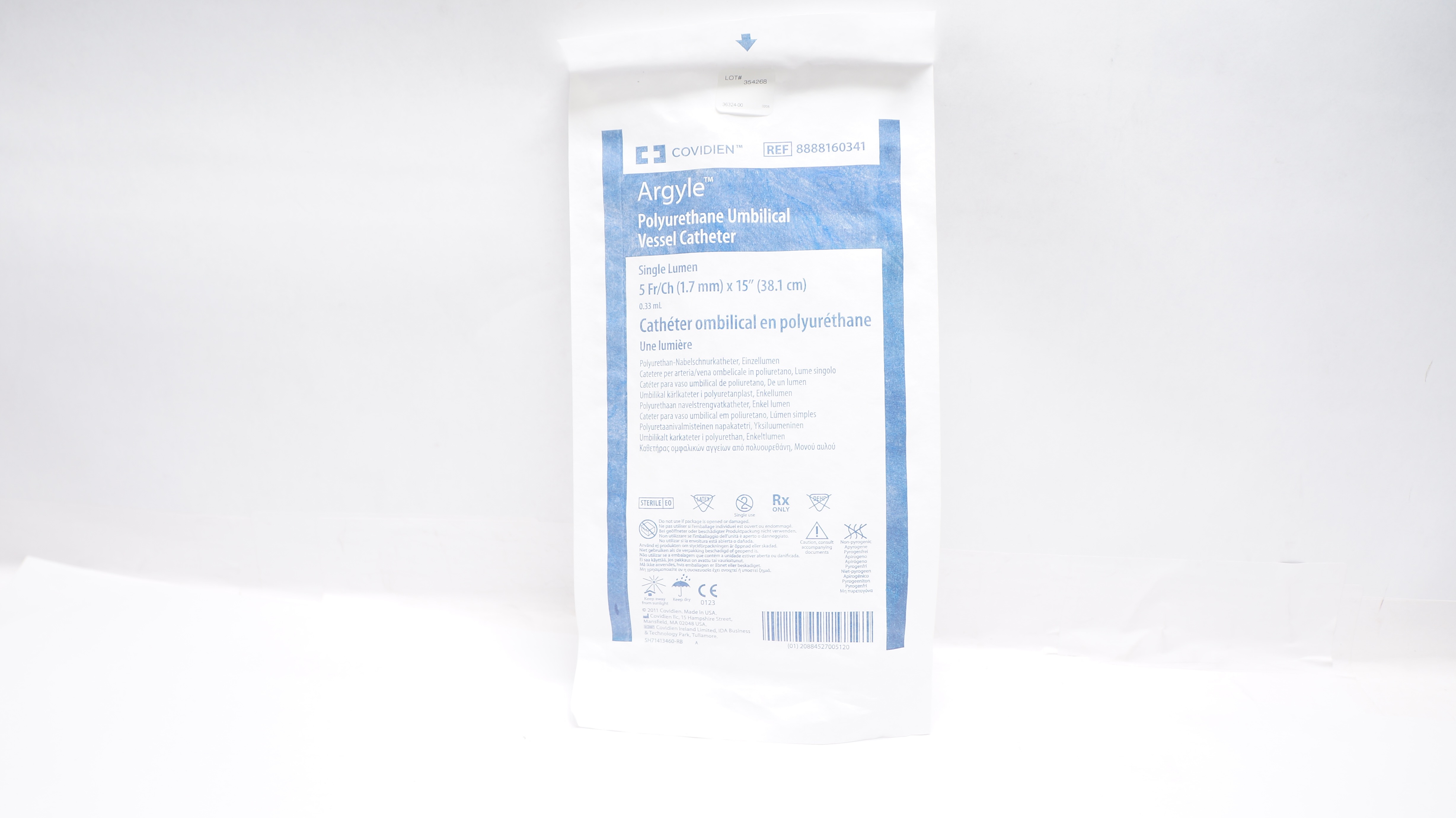 Covidien 8888160341 Argyle Polyurethane Umbilical Vessel Cath. 5Fr/Ch x 15 inch