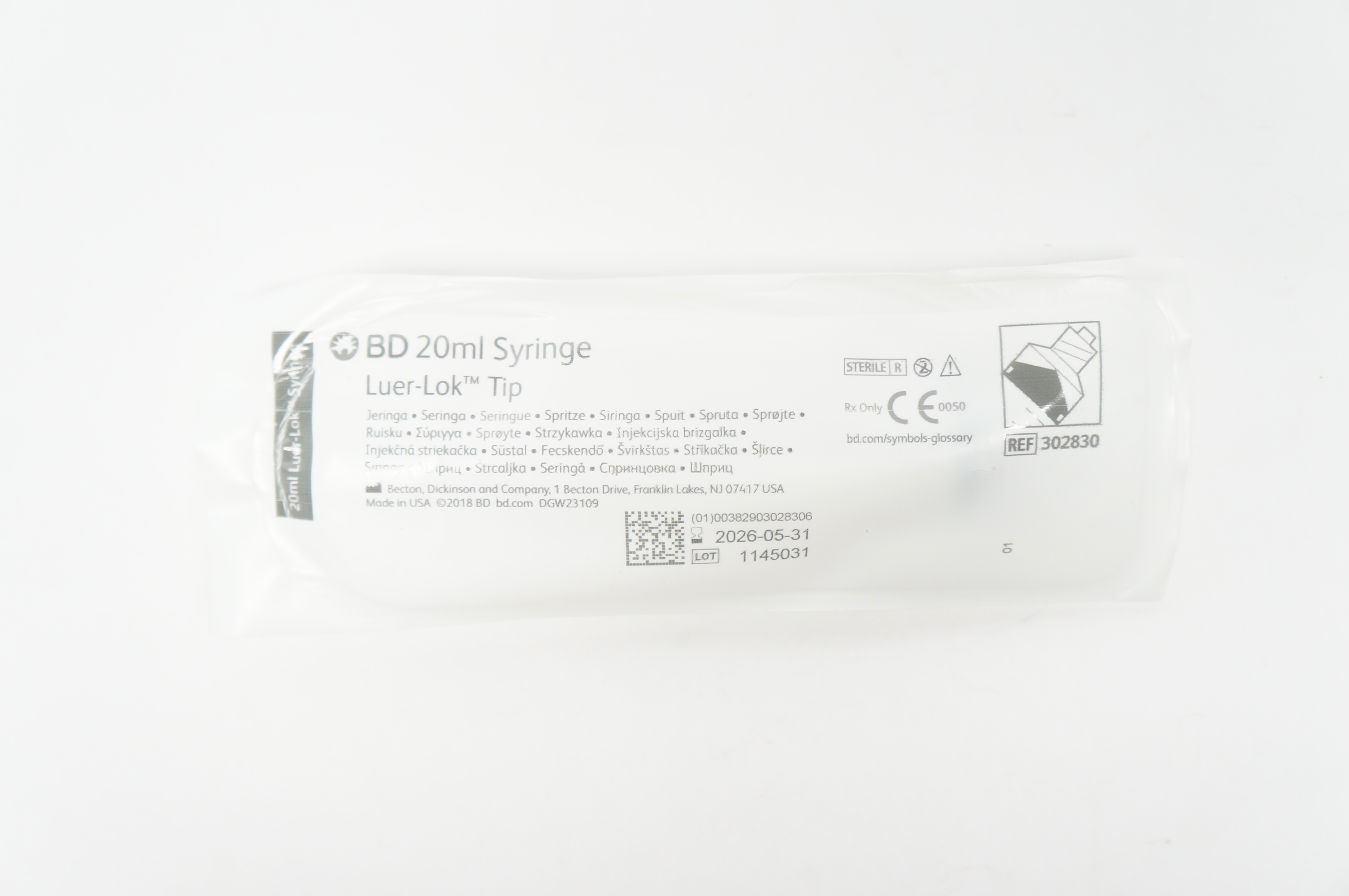 BD 302830 Syringe Luer-Lok Tip 20 ml