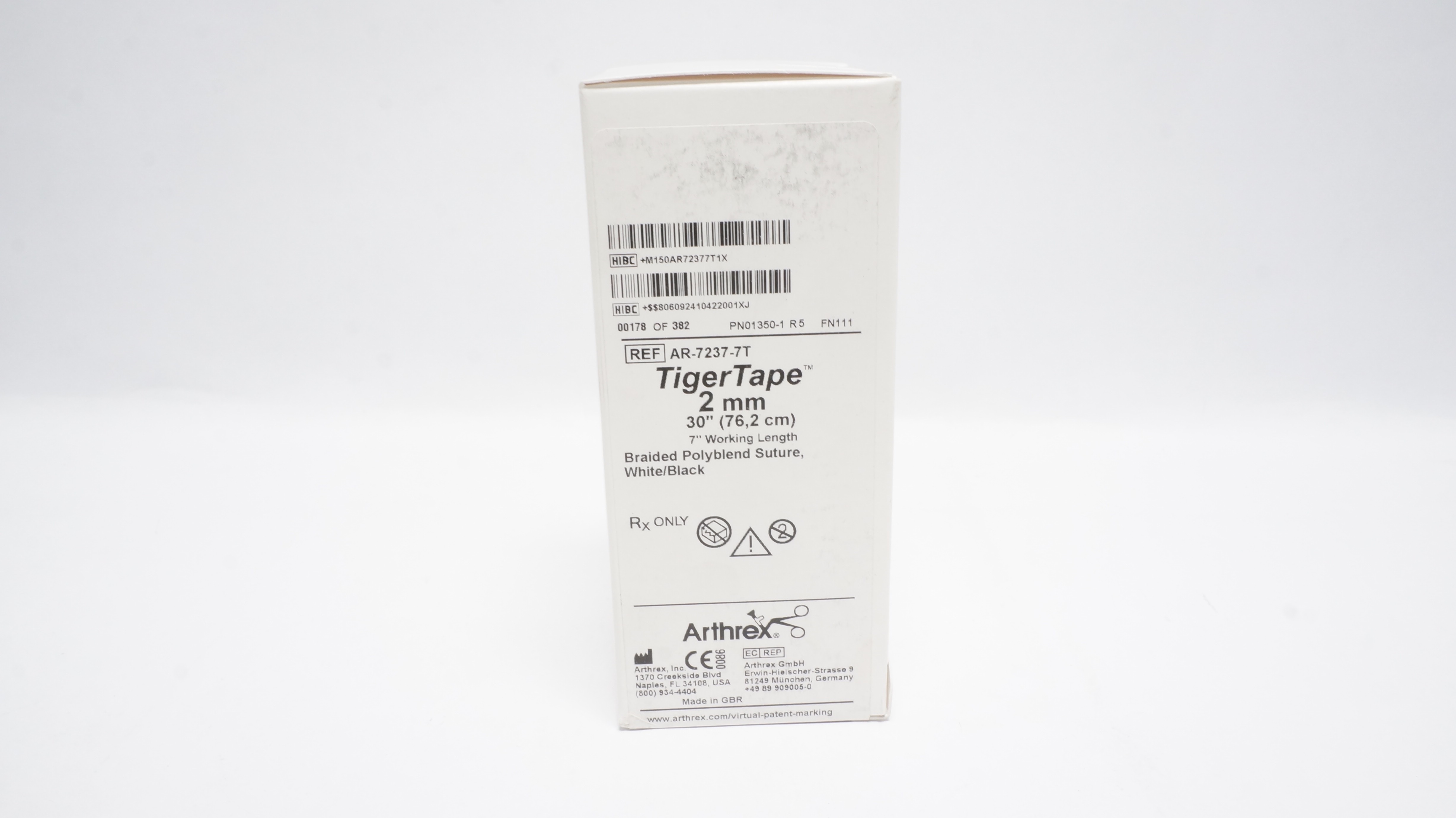 Arthrex AR-7237-7T TigerTape 2mm 30in, Braided Polyblend Stre (x) - Box of 6