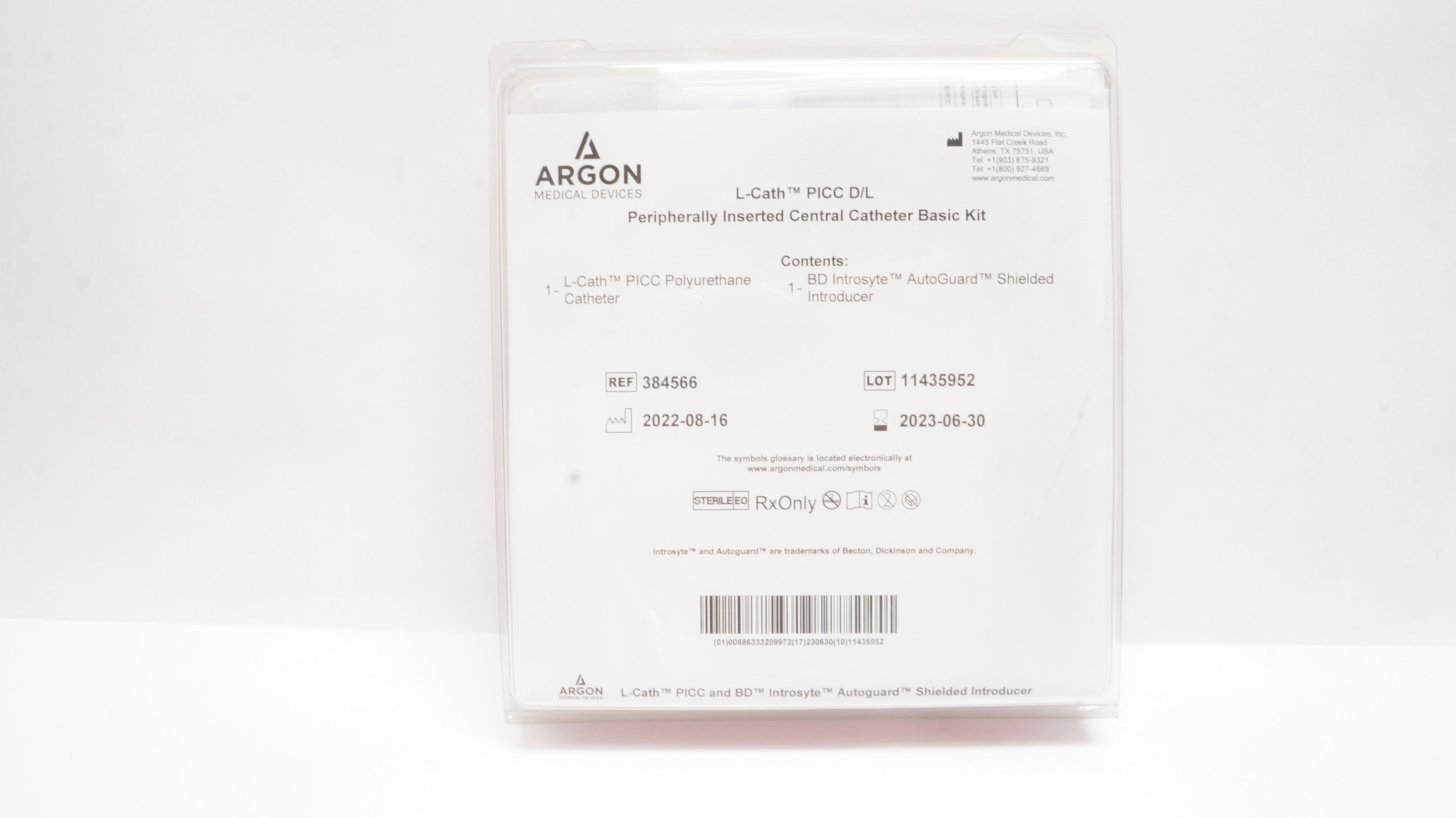Argon 384566 L-Cath PICC D/L Peripherally Inserted Central Cath. Basic Kit (x)