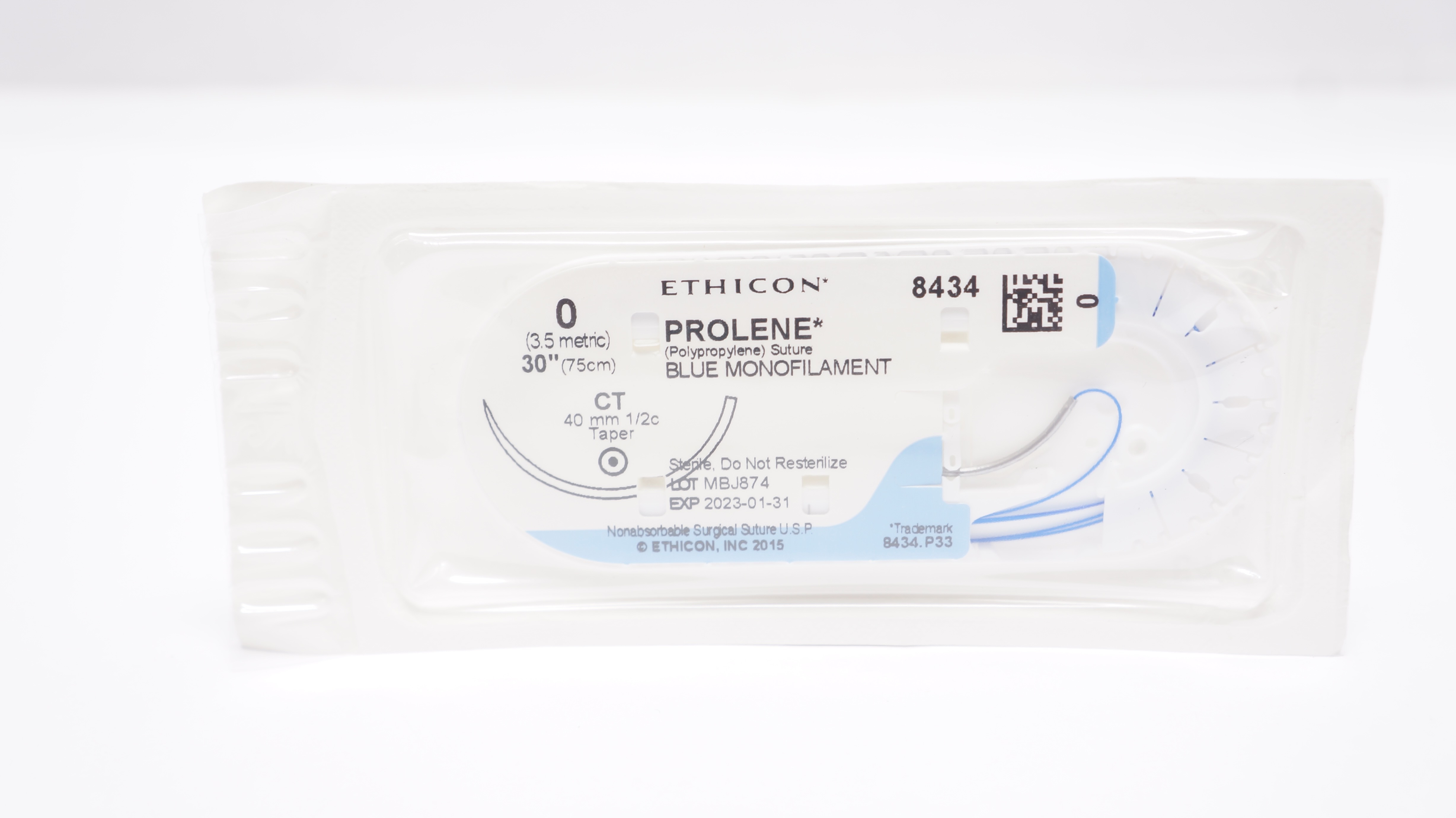 Ethicon 8434 0 PROLENE Polypropylene Stre CT 40mm 1/2c Taper, 30inch (x)